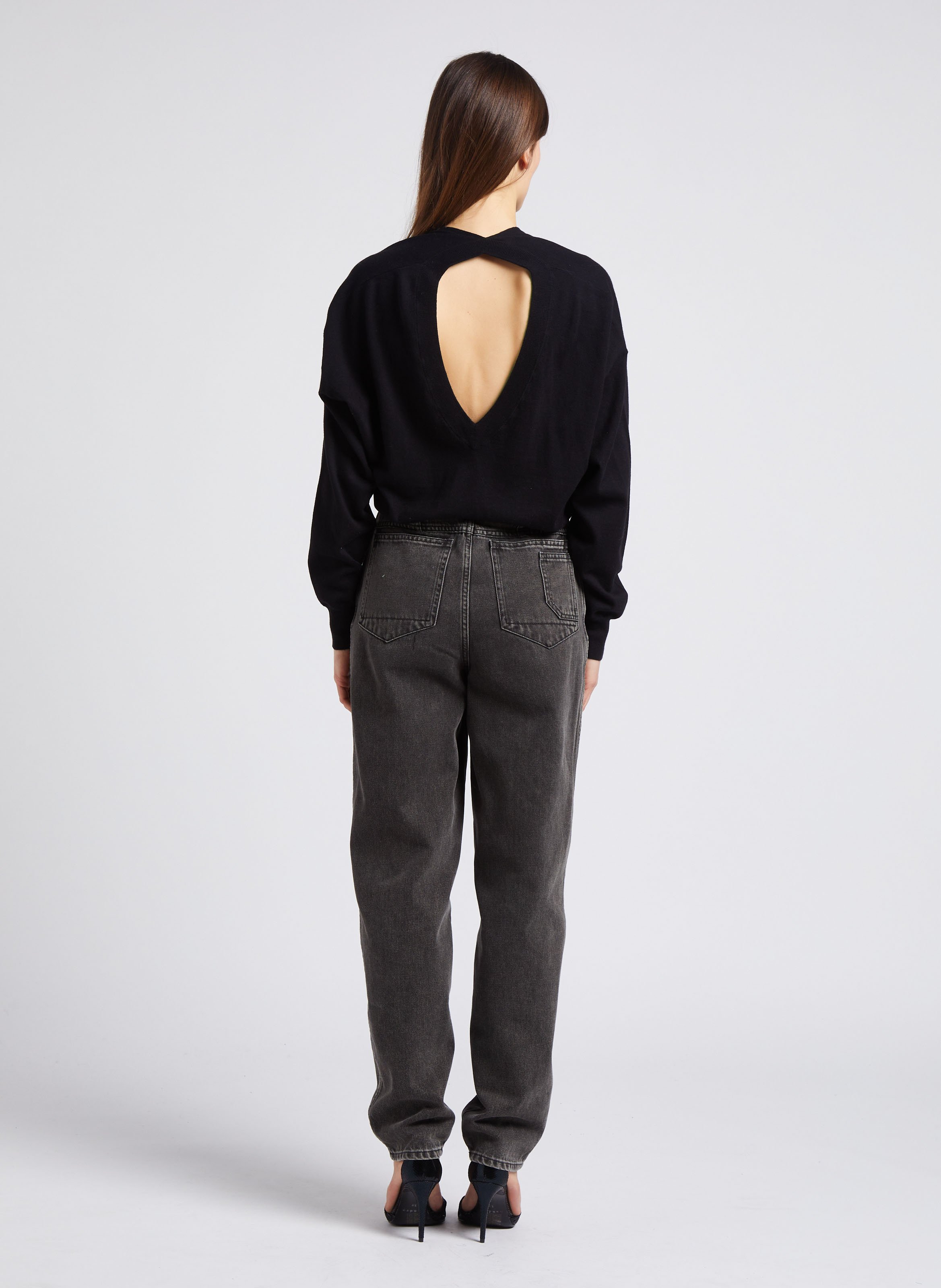 Pull col V droit en coton et cachemire mélangé IRO Noir