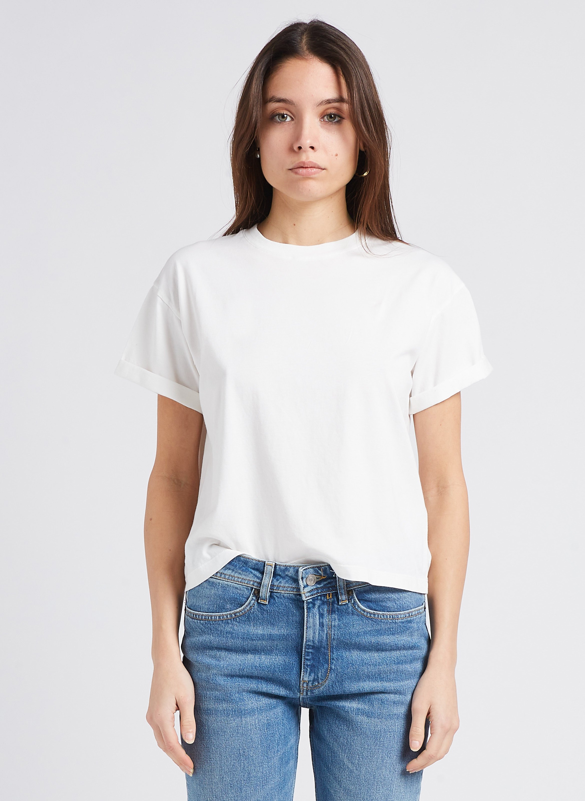 Straight cotton round-neck T-shirt BA&SH Beige