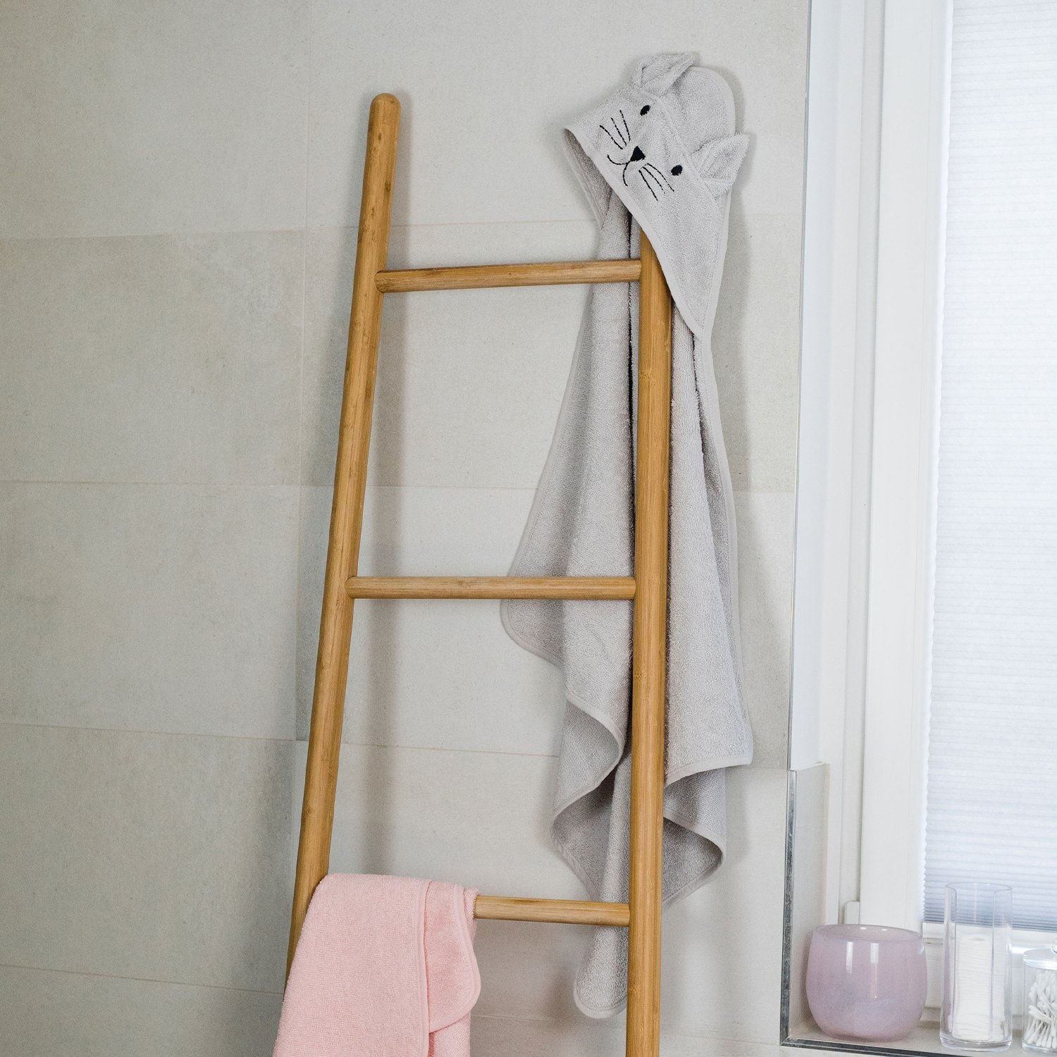 Cotton cat bath cape KINDSGUT Pink