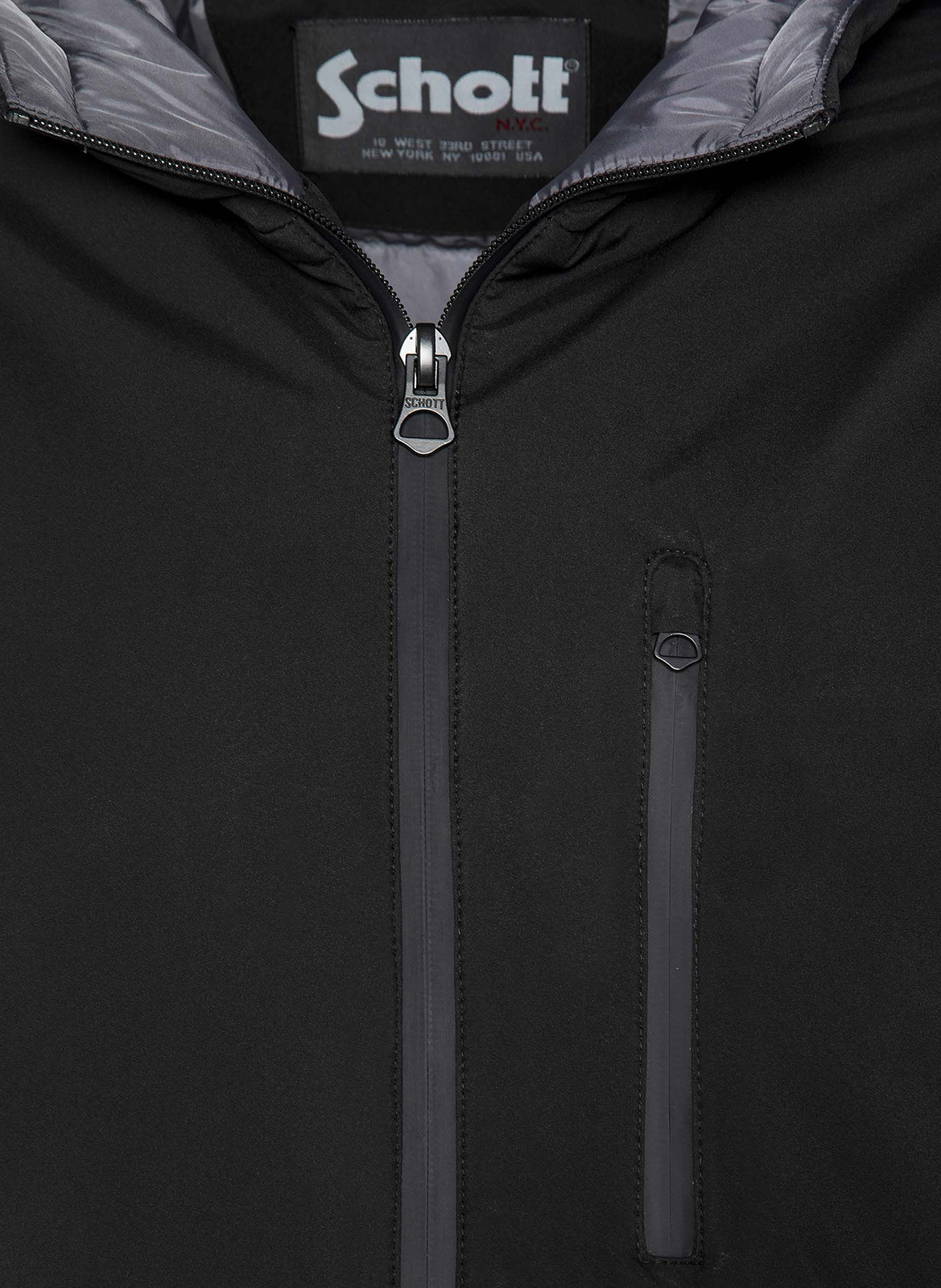 Parka longue droite à capuche Noir