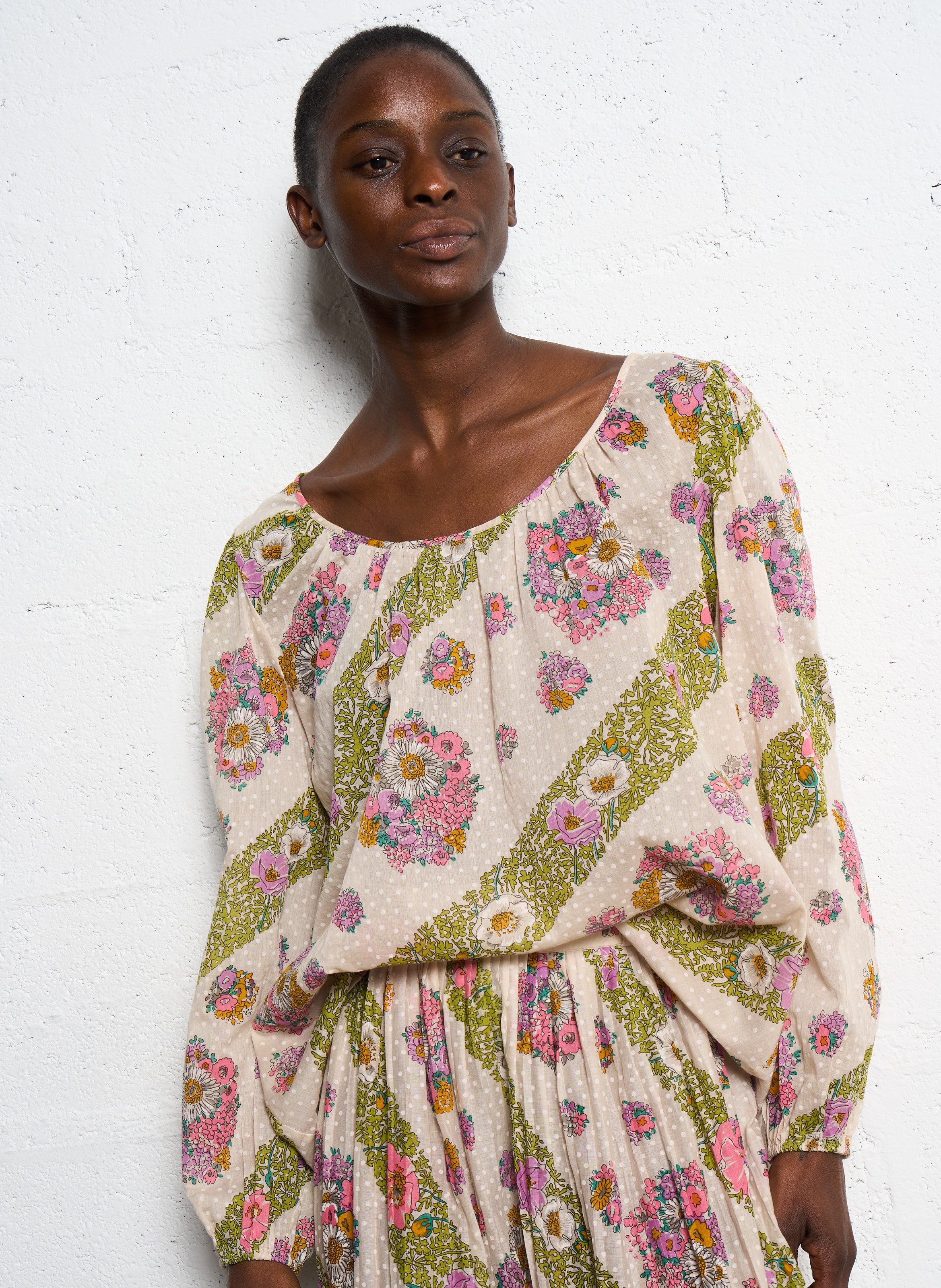 Cotton boat-neck blouse ANTIK BATIK Mehrfarbig