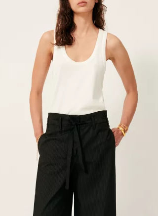 Rundhals-Tanktop aus Baumwoll-Mix SESSUN Weiss