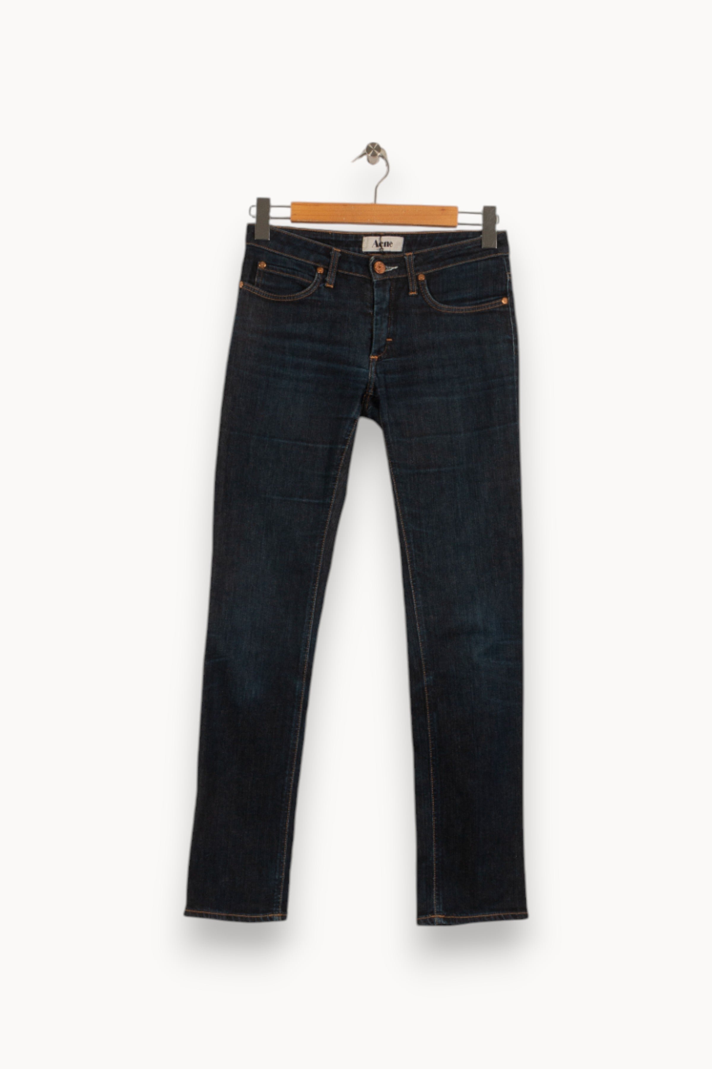 Cropped slim jeans with studs ACNE STUDIOS - Seconde Main Blue