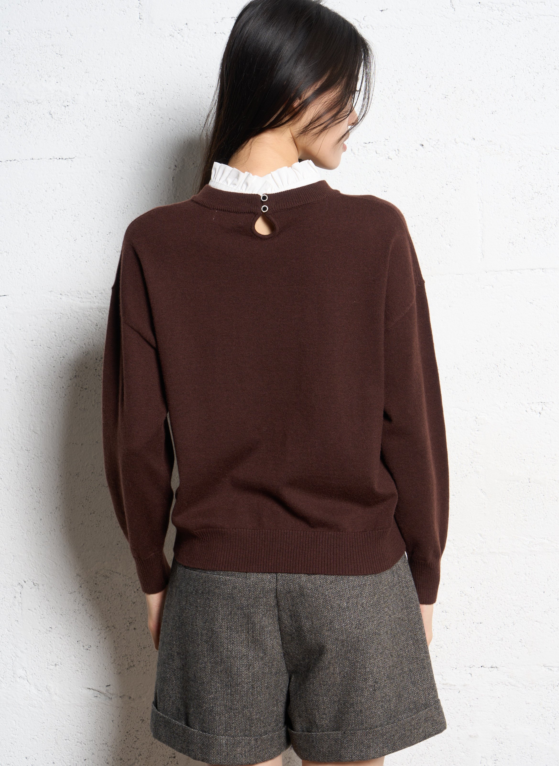 Pull col victorien amovible SUNCOO Prune