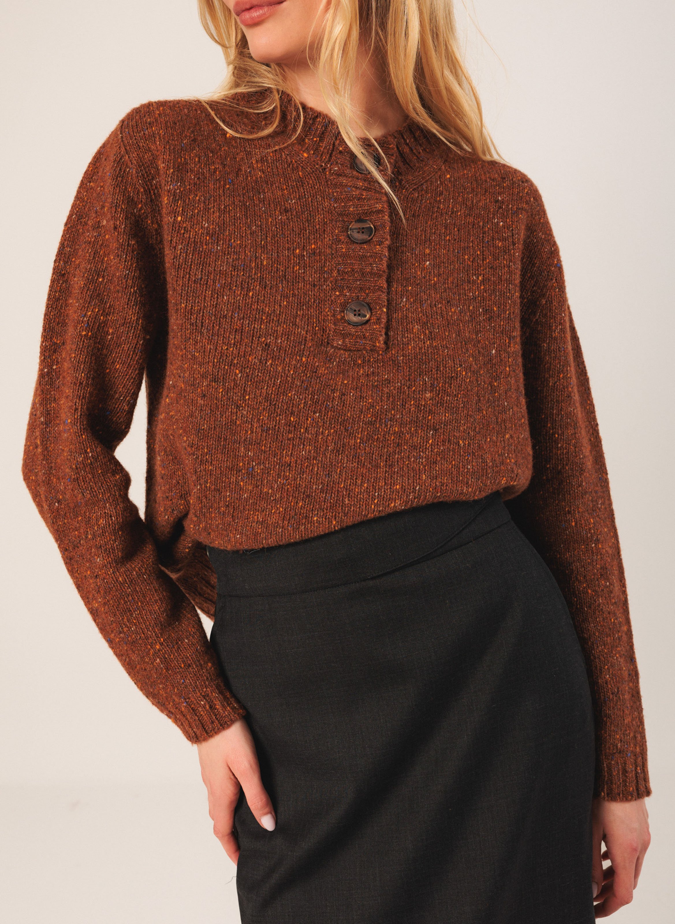 Pull col rond INDI & COLD Marron
