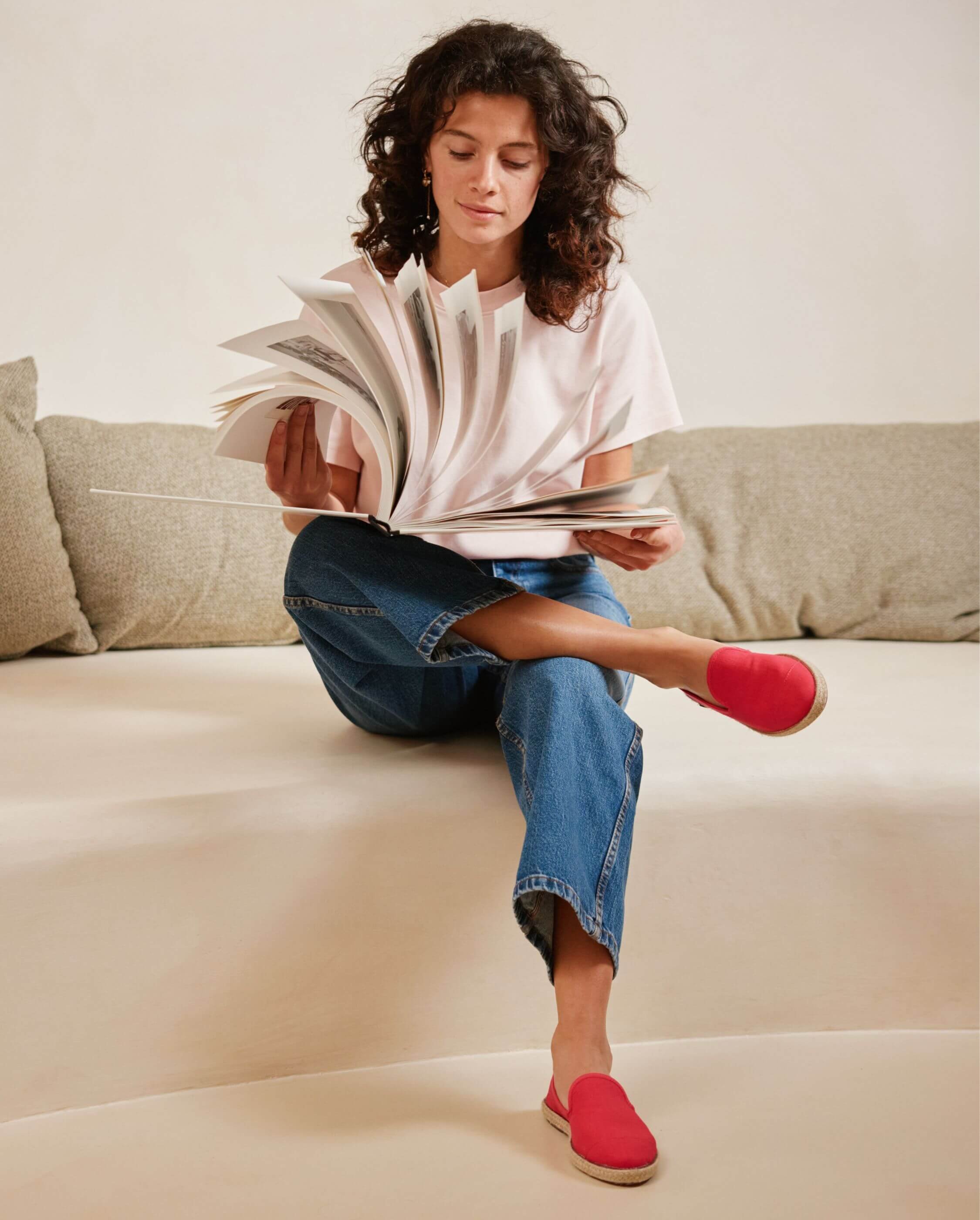 Women's linen espadrilles, fuchsia ANGARDE Pink