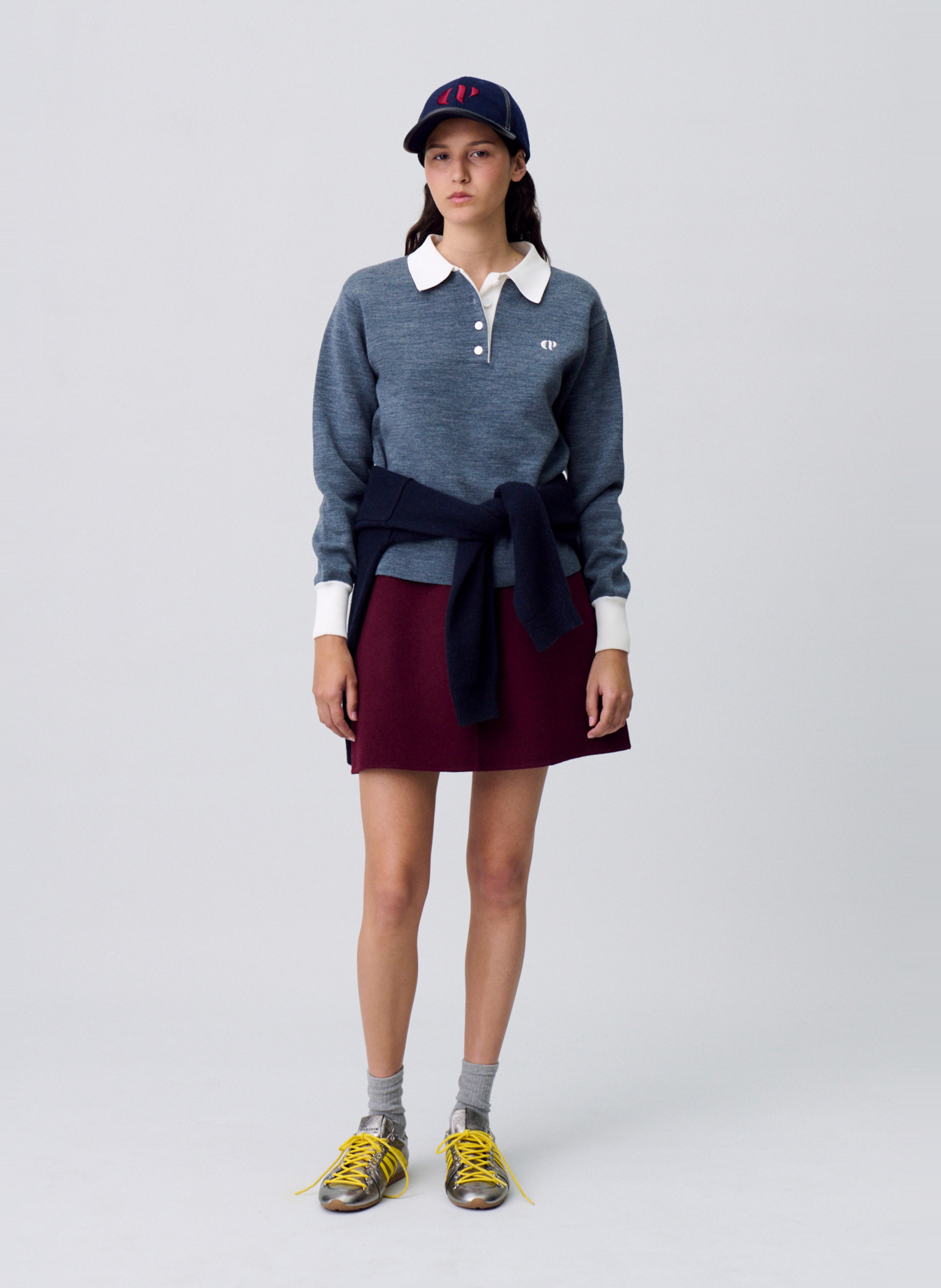 Jupe courte droite en laine double face CLAUDIE PIERLOT Rouge