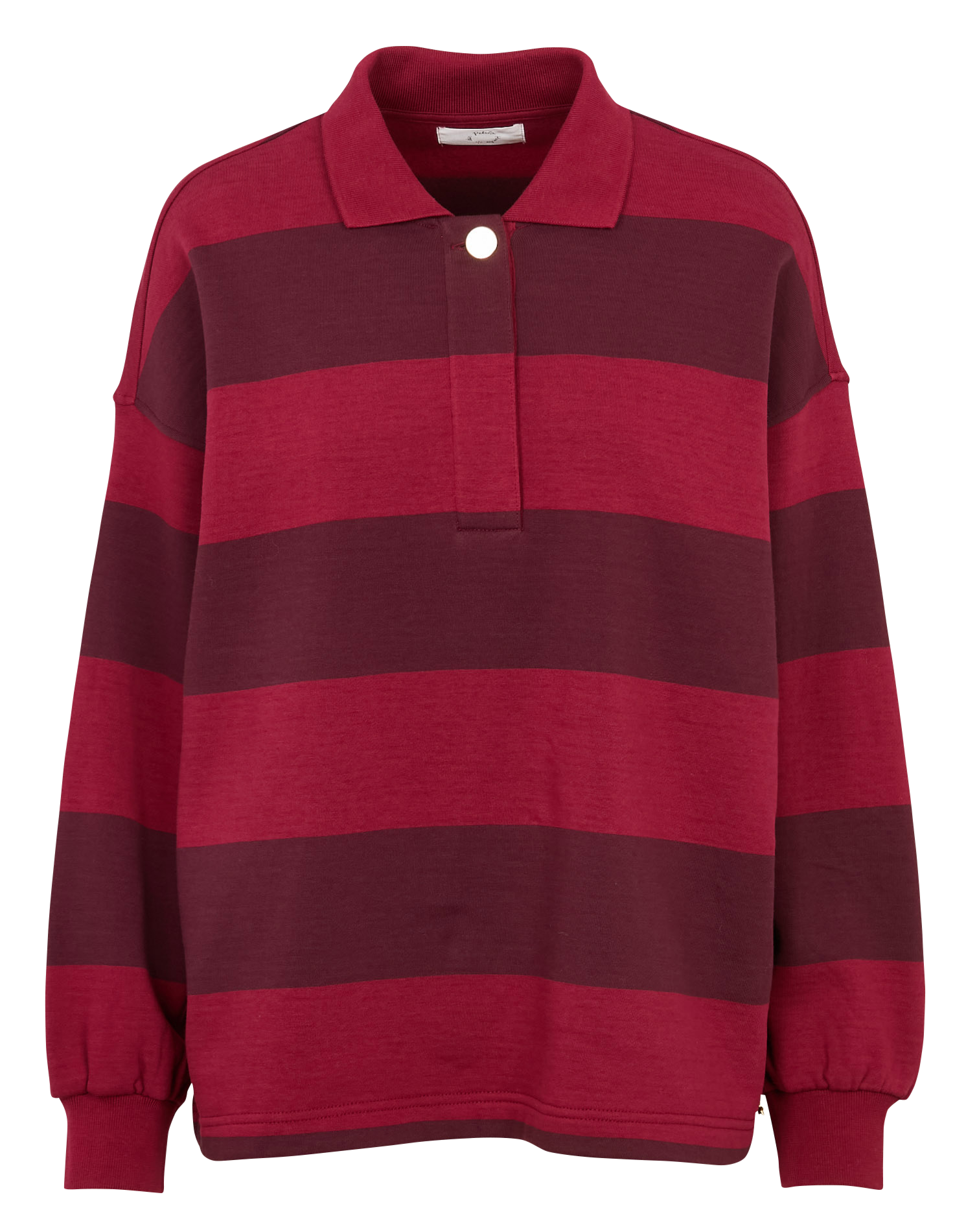 Sweat col polo molleton rayé DES PETITS HAUTS Violet