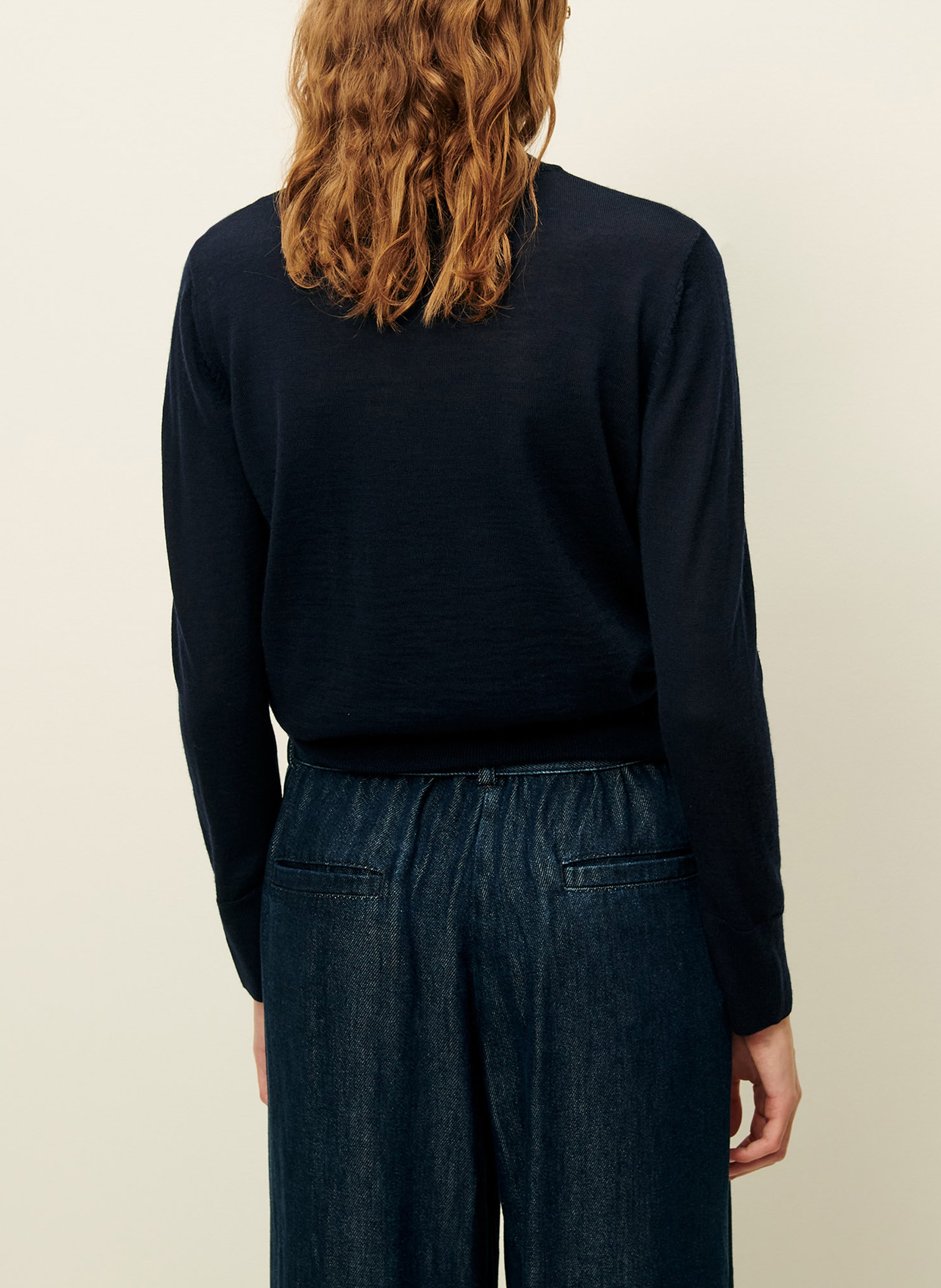 Pull col rond en laine SESSUN Bleu