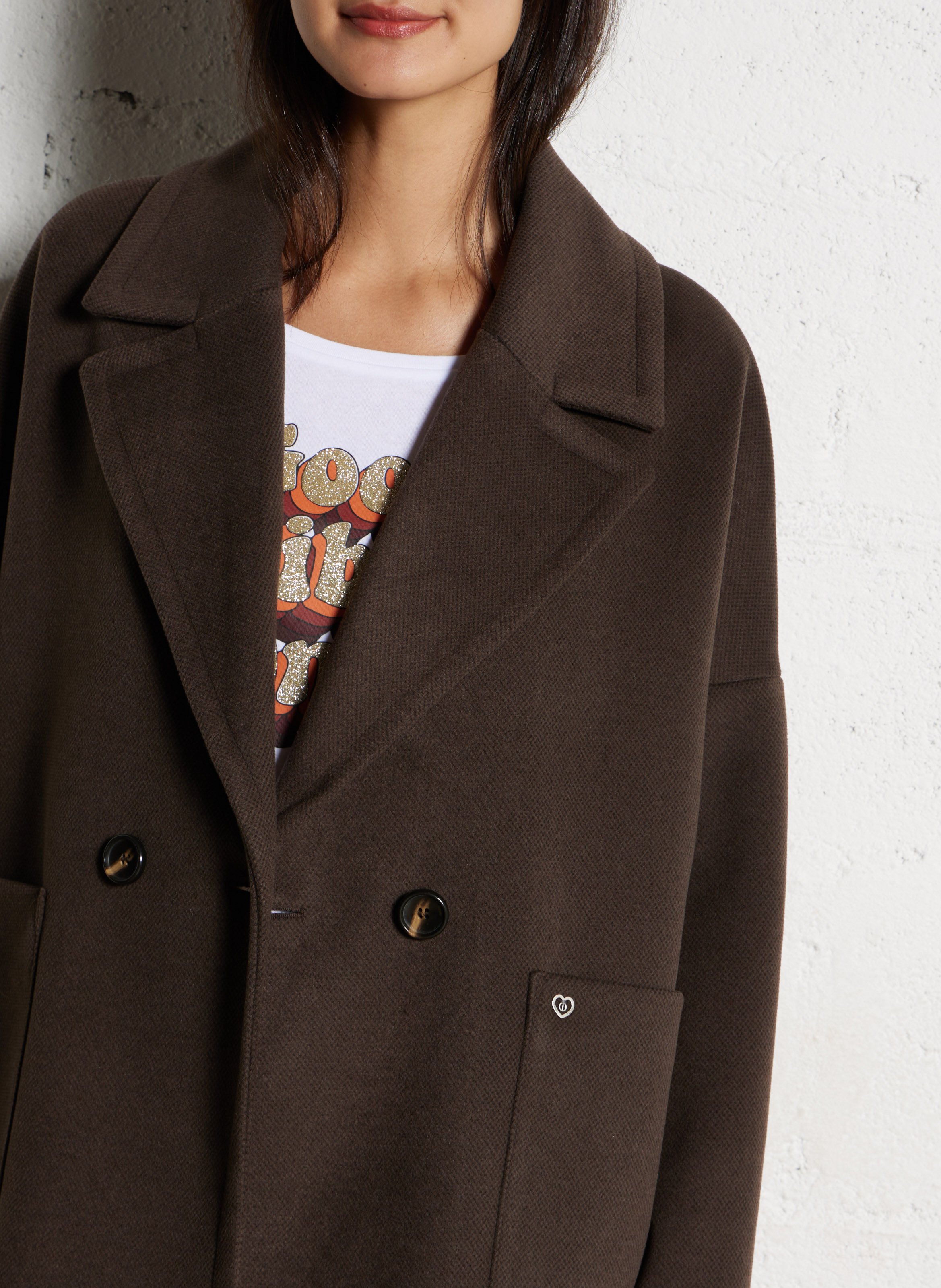 Oversized jasje met reverskraag PLEASE Bruin