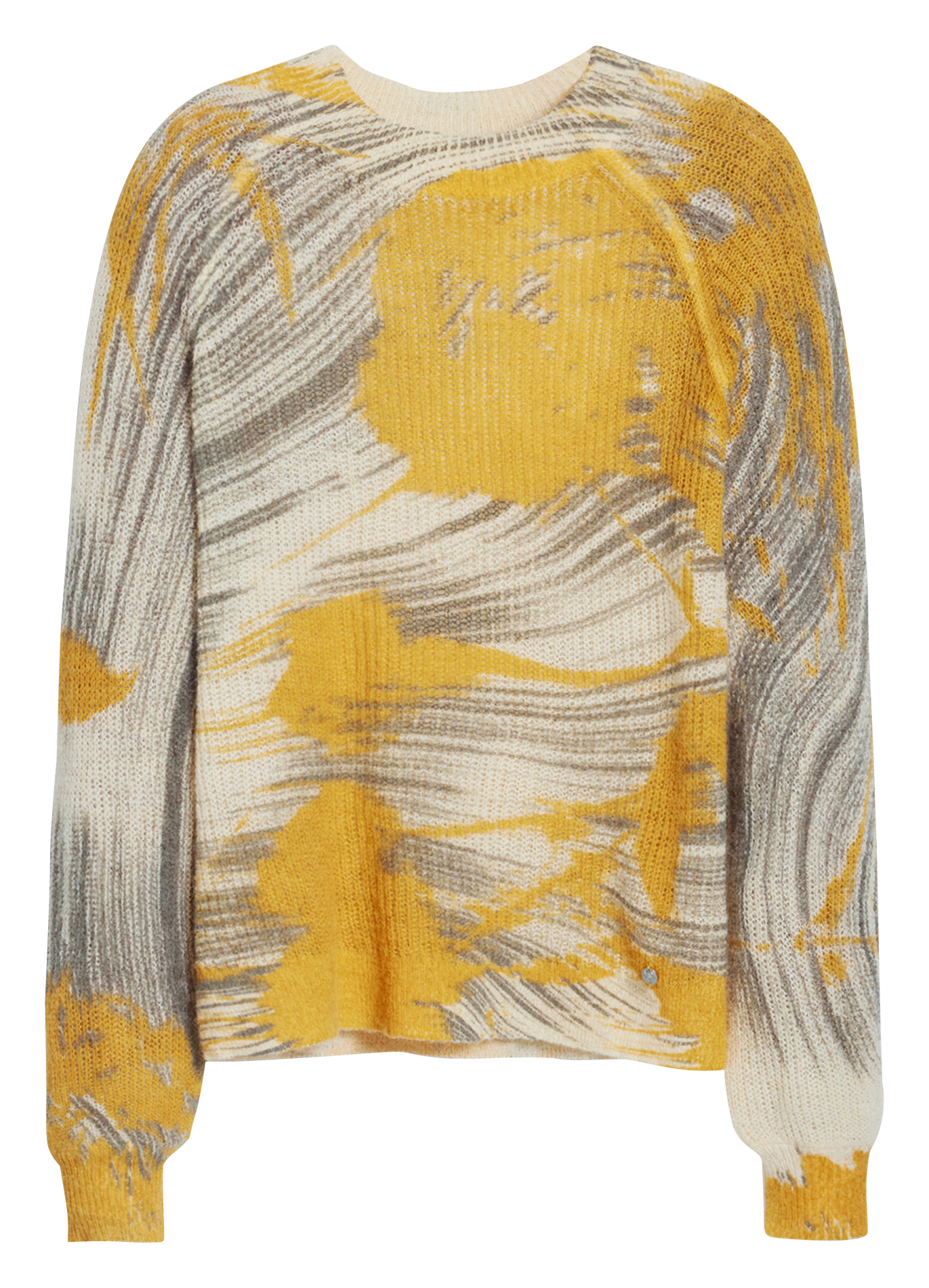 Maglione diritto a collo rotondo con motivi DESIGUAL Giallo