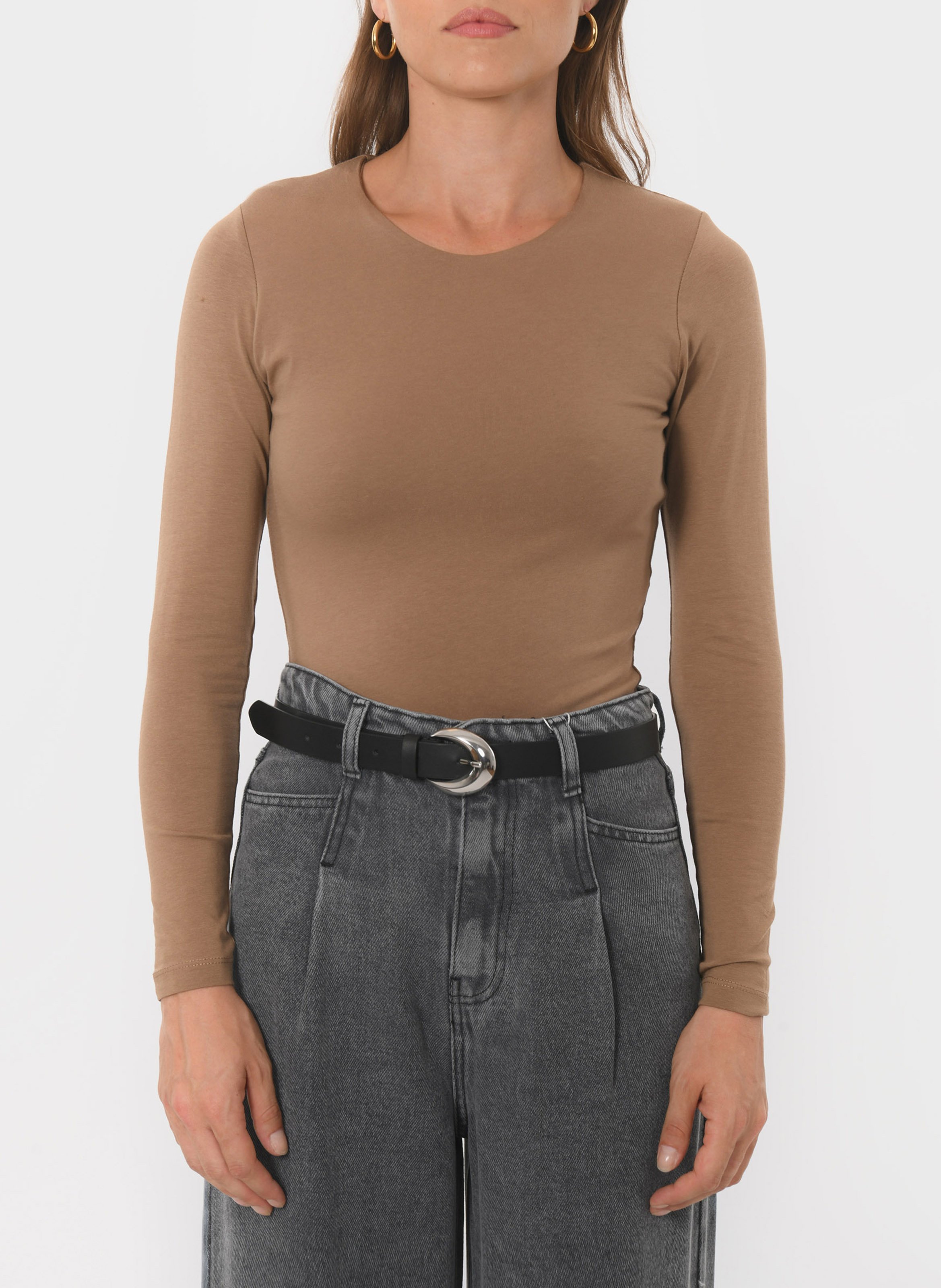 Tee-shirt moulant col rond en coton mélangé KOOKAI