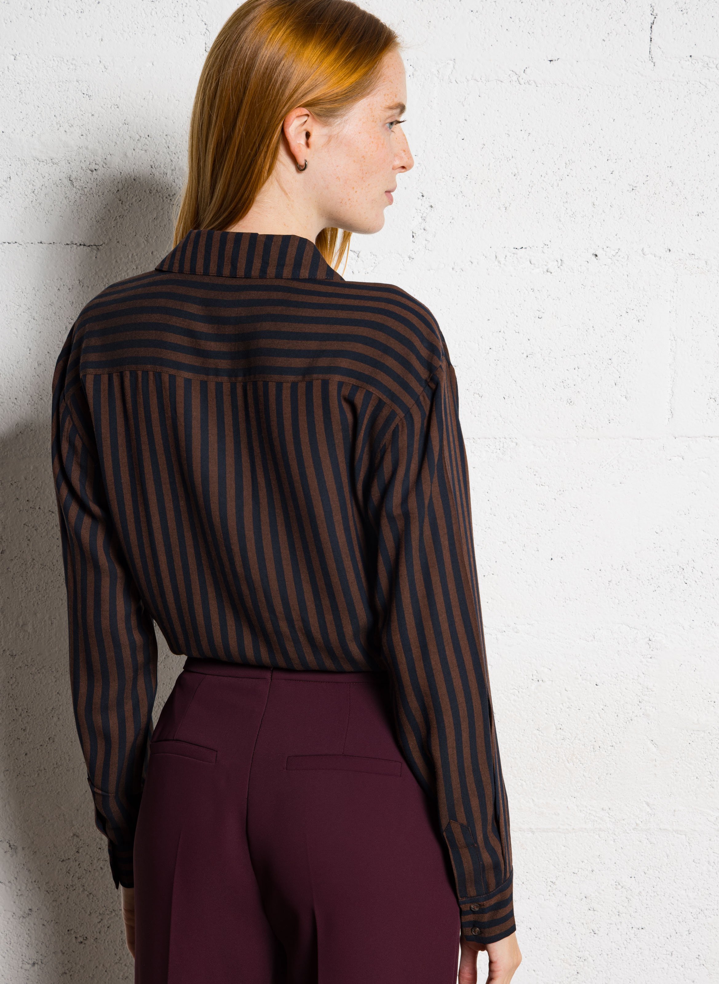 Chemise droite fluide à rayures MAISON 123 Violet