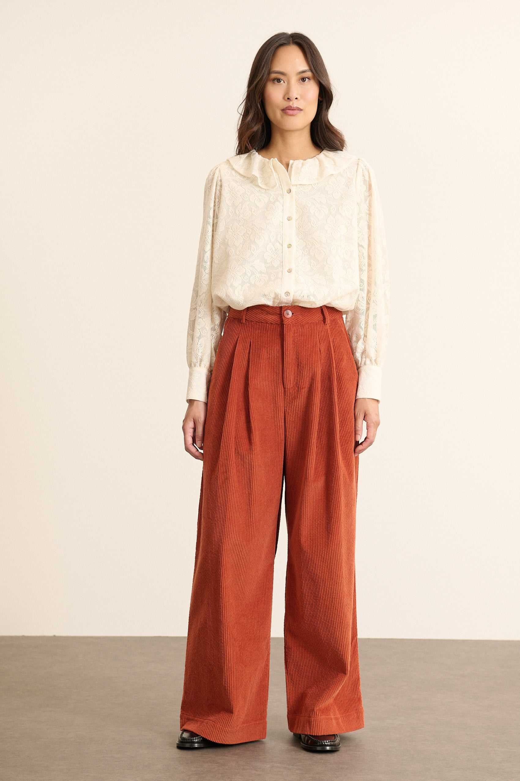 Blouse with ruffled lace collar GARANCE PARIS White