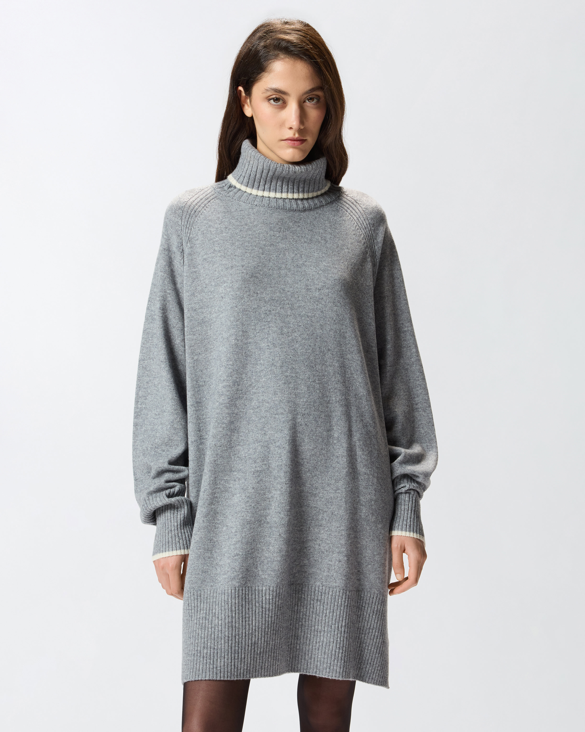 Short knit dress with high neck PINKO Grey