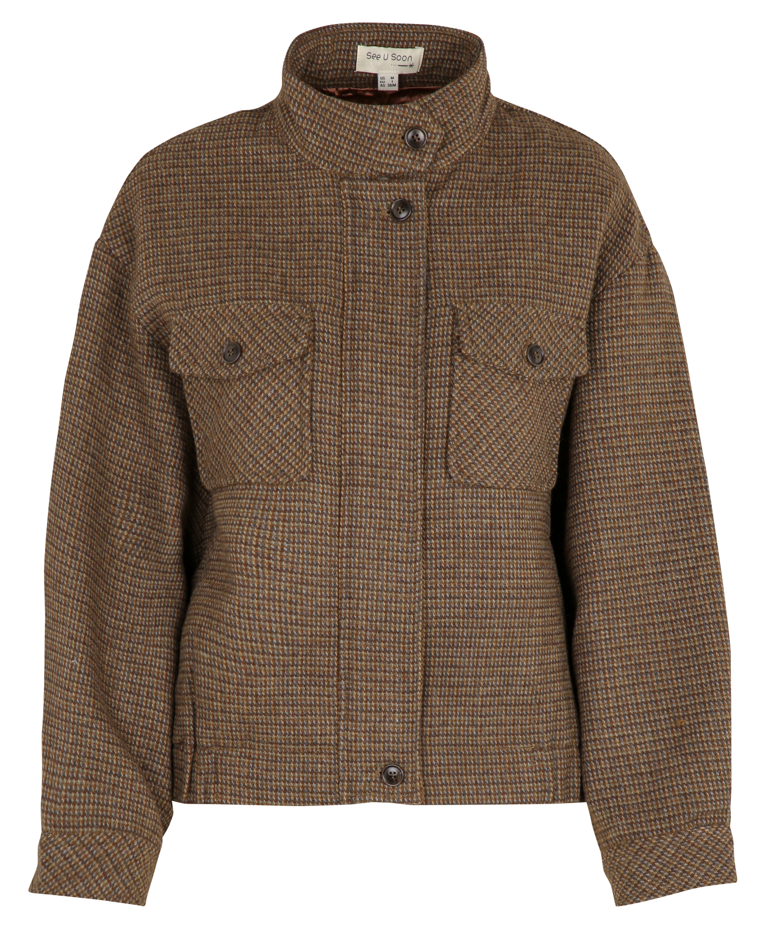 Veste ample imprimée à boutons SEE U SOON Marron