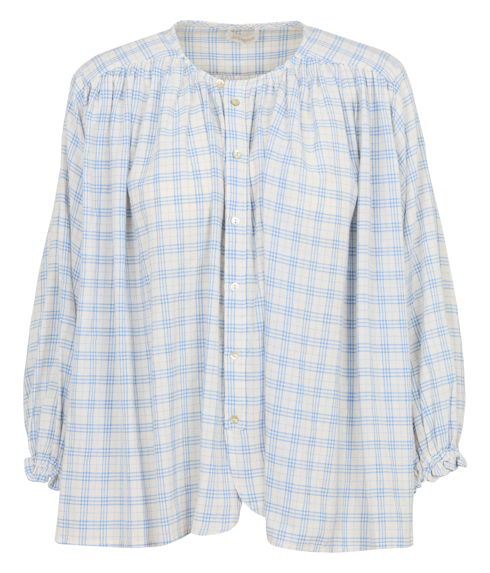 Weite Baumwollbluse mit Rundhalsausschnitt JC SOPHIE Blau