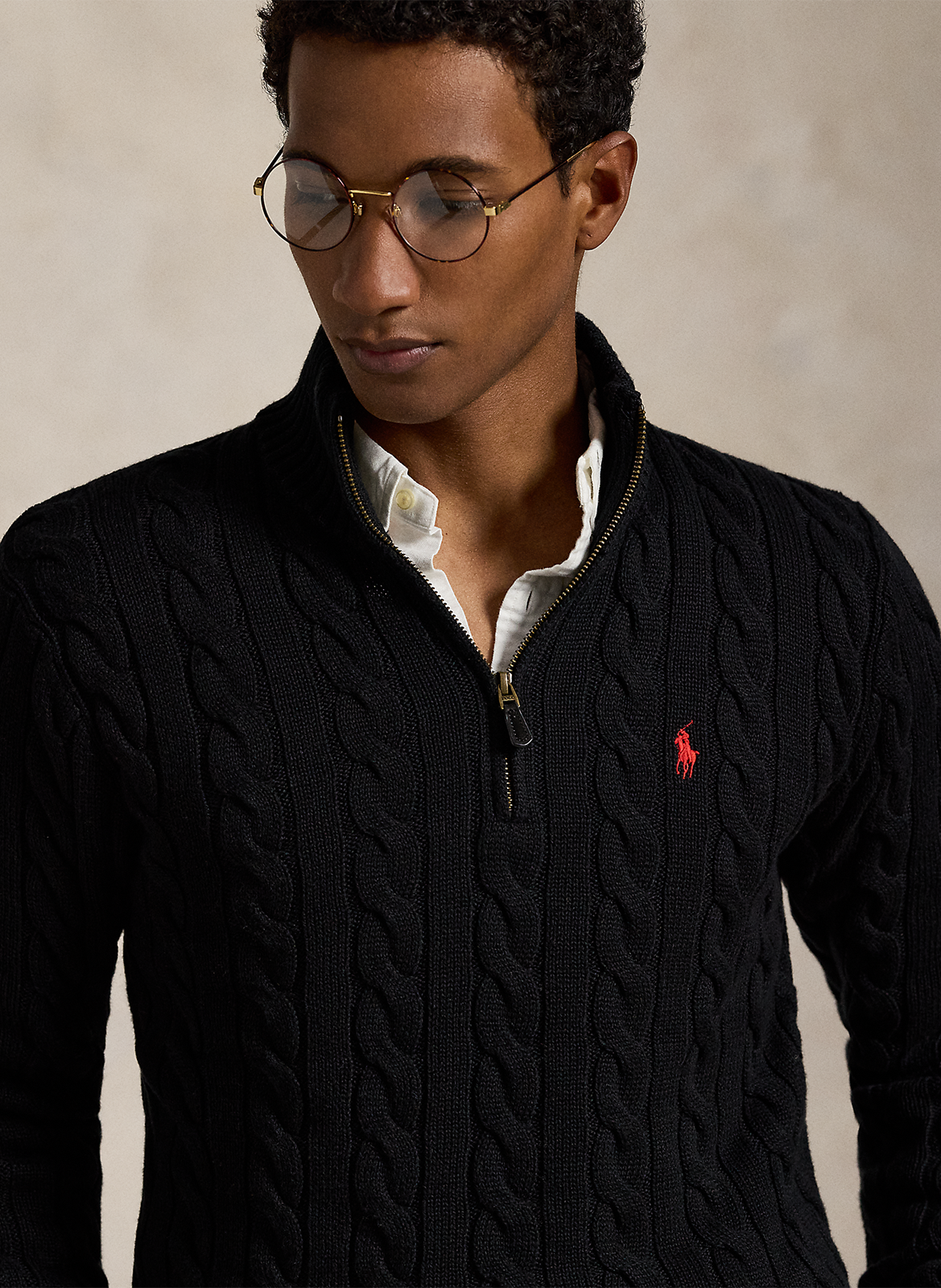 Pull col montant regular fit en coton POLO RALPH LAUREN Noir