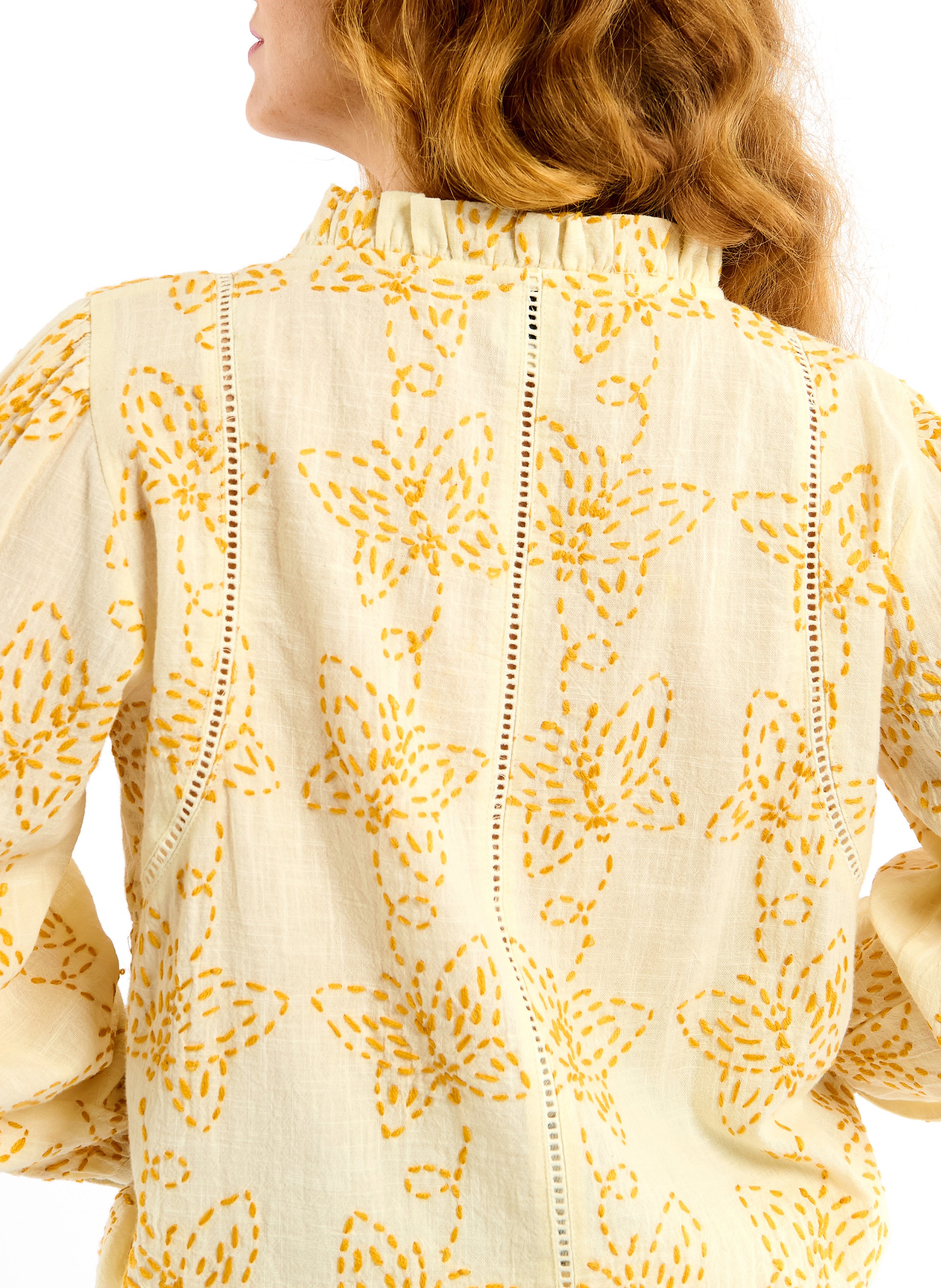 Loose-fit printed cotton blouse WILD Beige