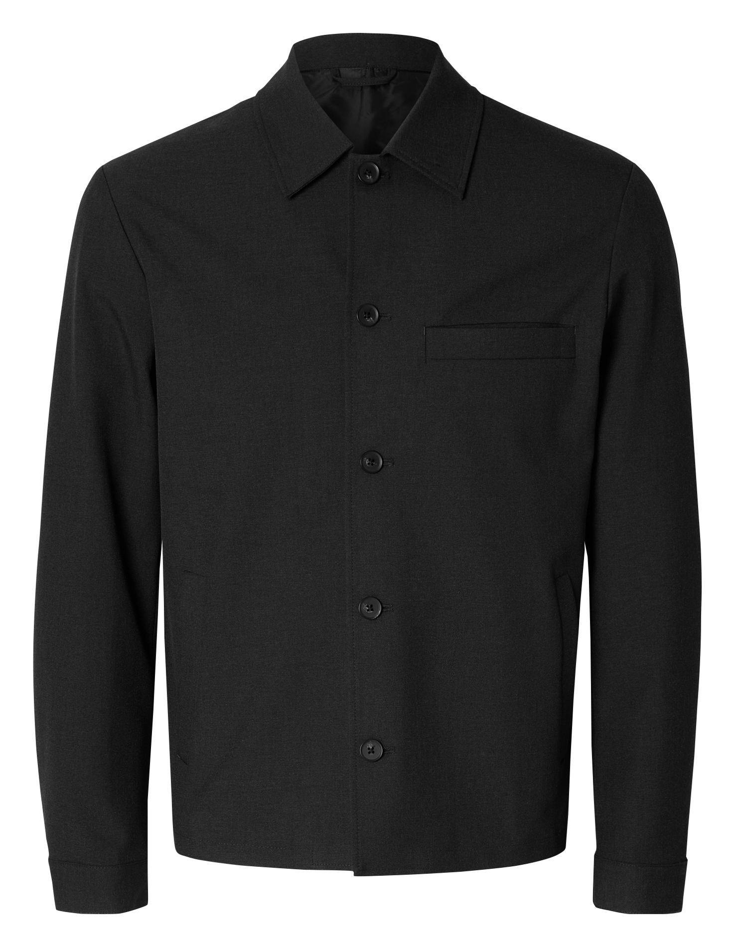 Solid straight button-up shirt SELECTED Black