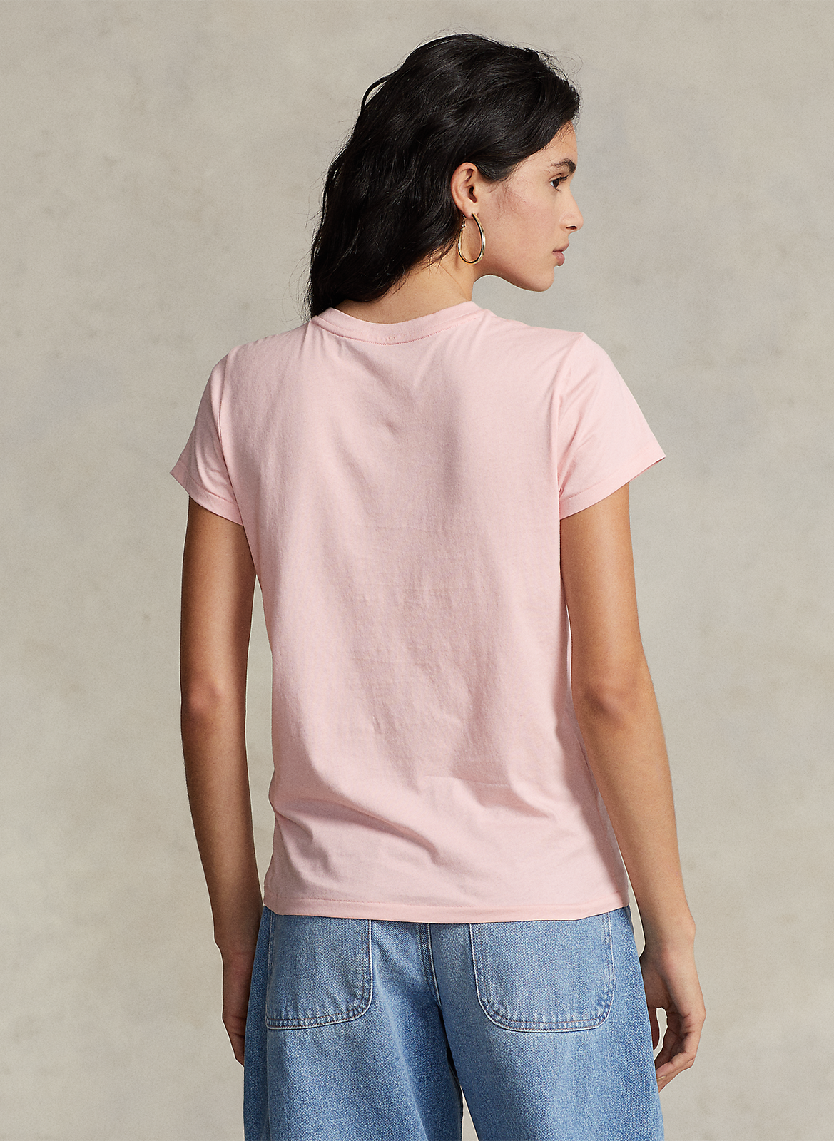 Katoenen T-shirt met ronde hals en borduursel POLO RALPH LAUREN Roze