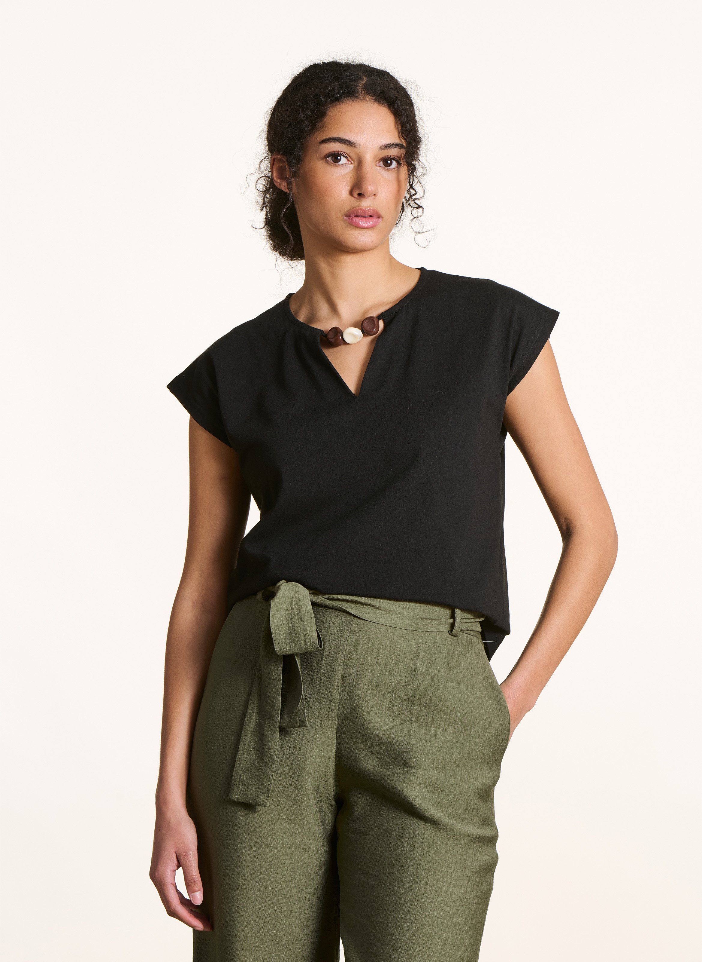 Tee-shirt droit col rond en coton bio LA FEE MARABOUTEE