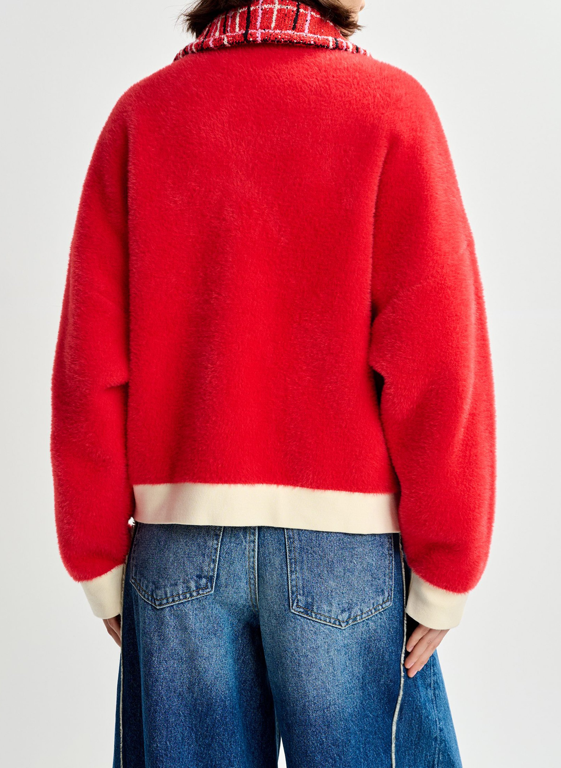 Mantel im Oversize-Stil mit Tweed-Detail ESSENTIEL ANTWERP Rot