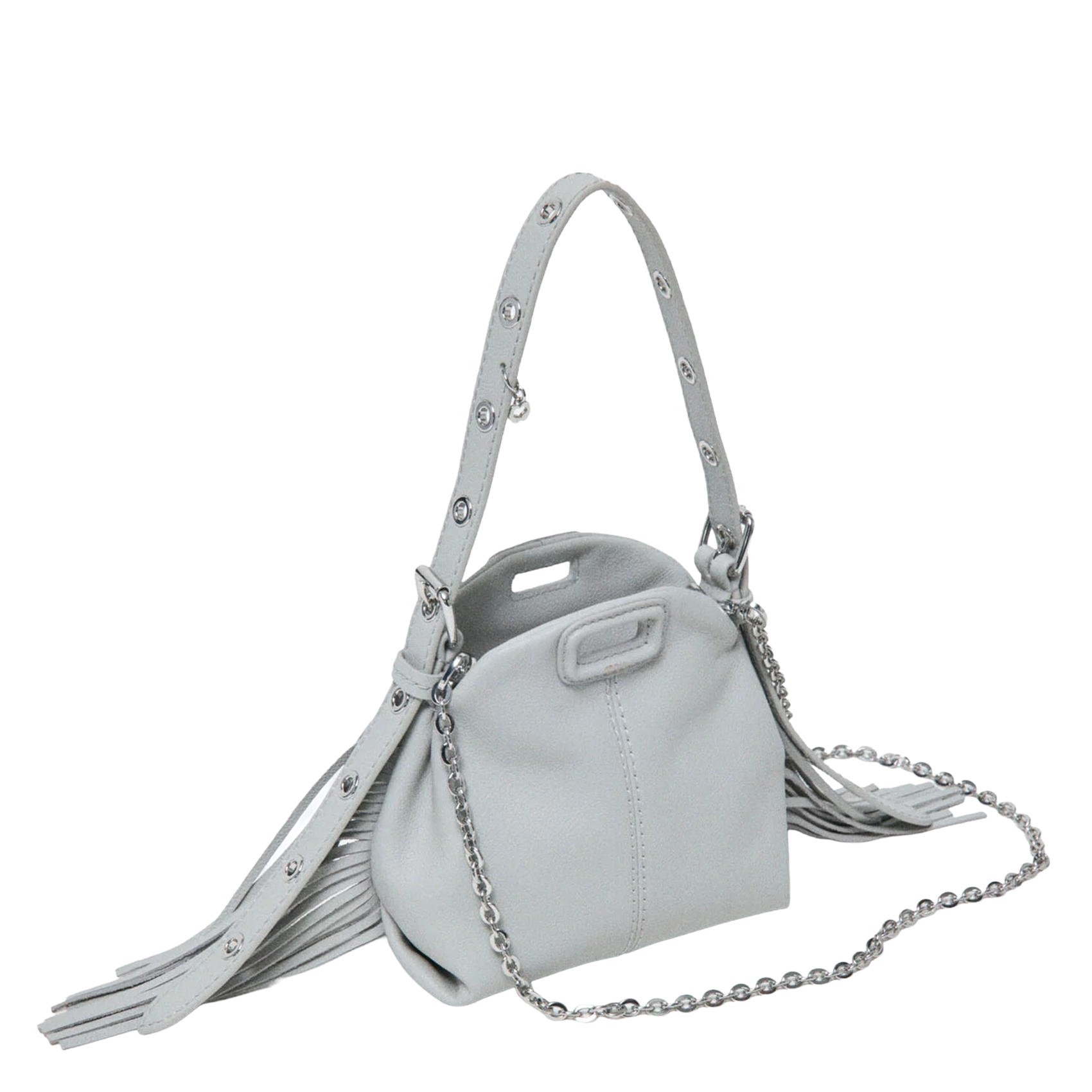 Sac porté épaule en cuir MAJE Gris