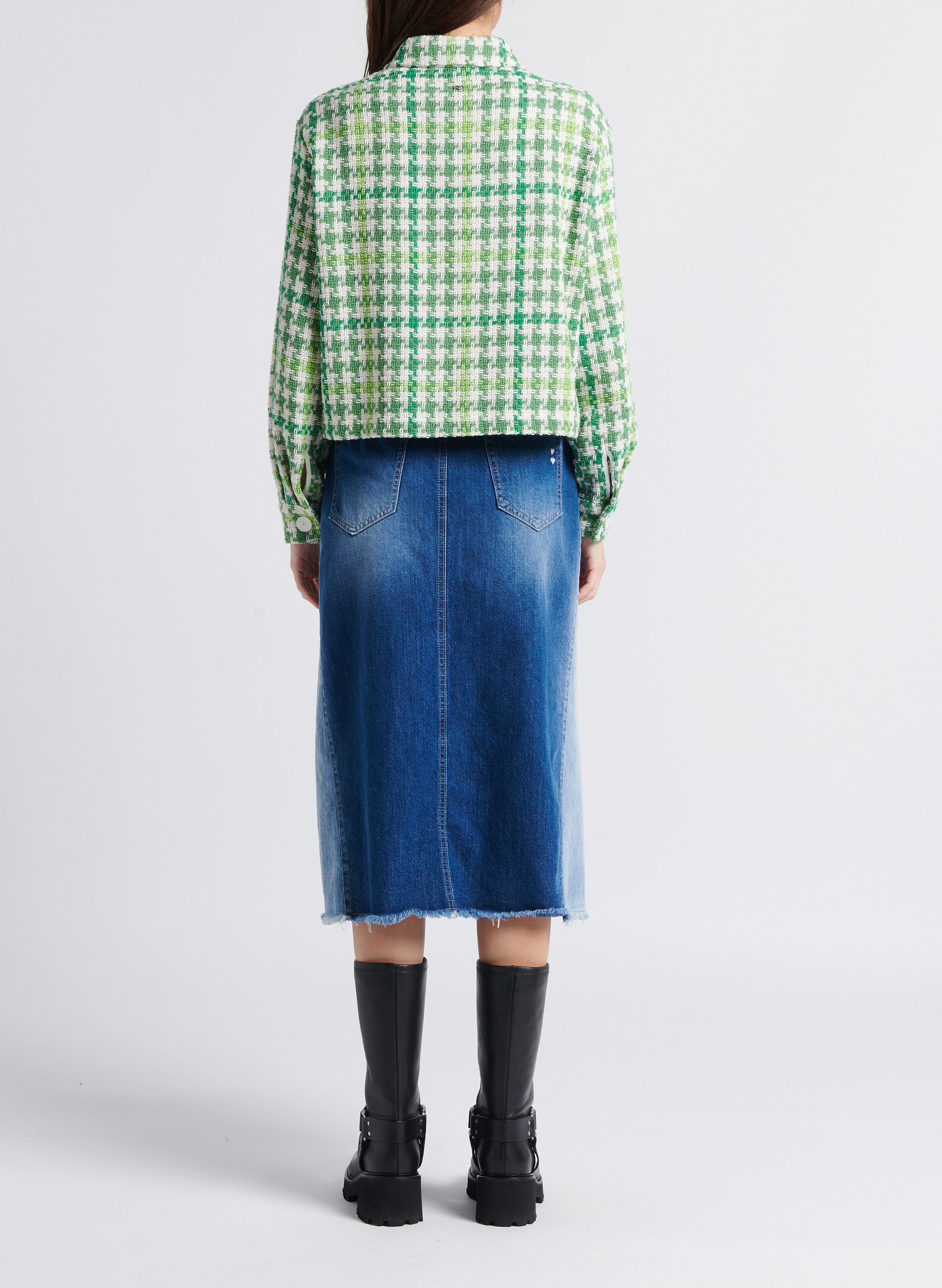 Jupe midi évasée en coton PLEASE Bleu