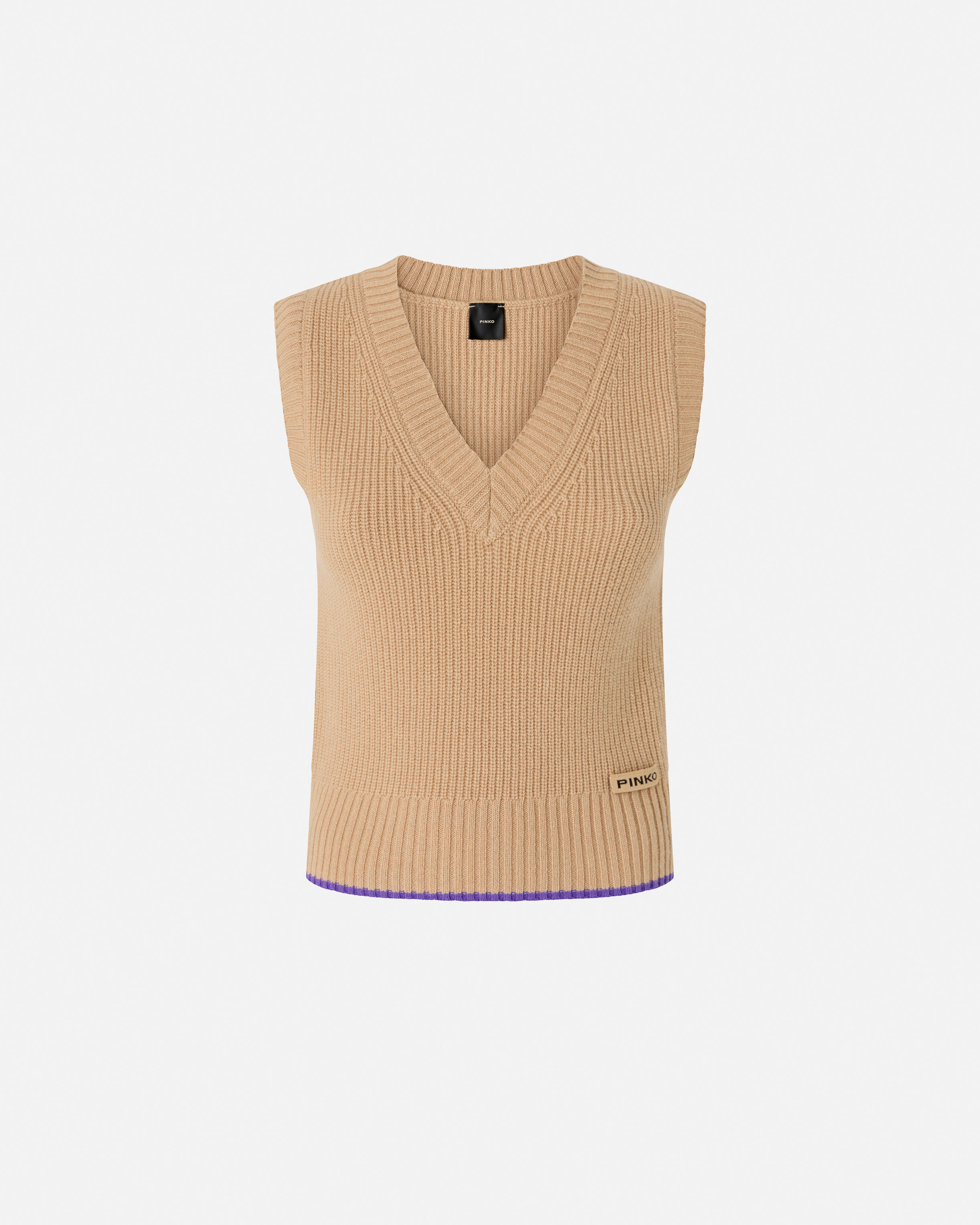 Knit v-neck vest PINKO Purple