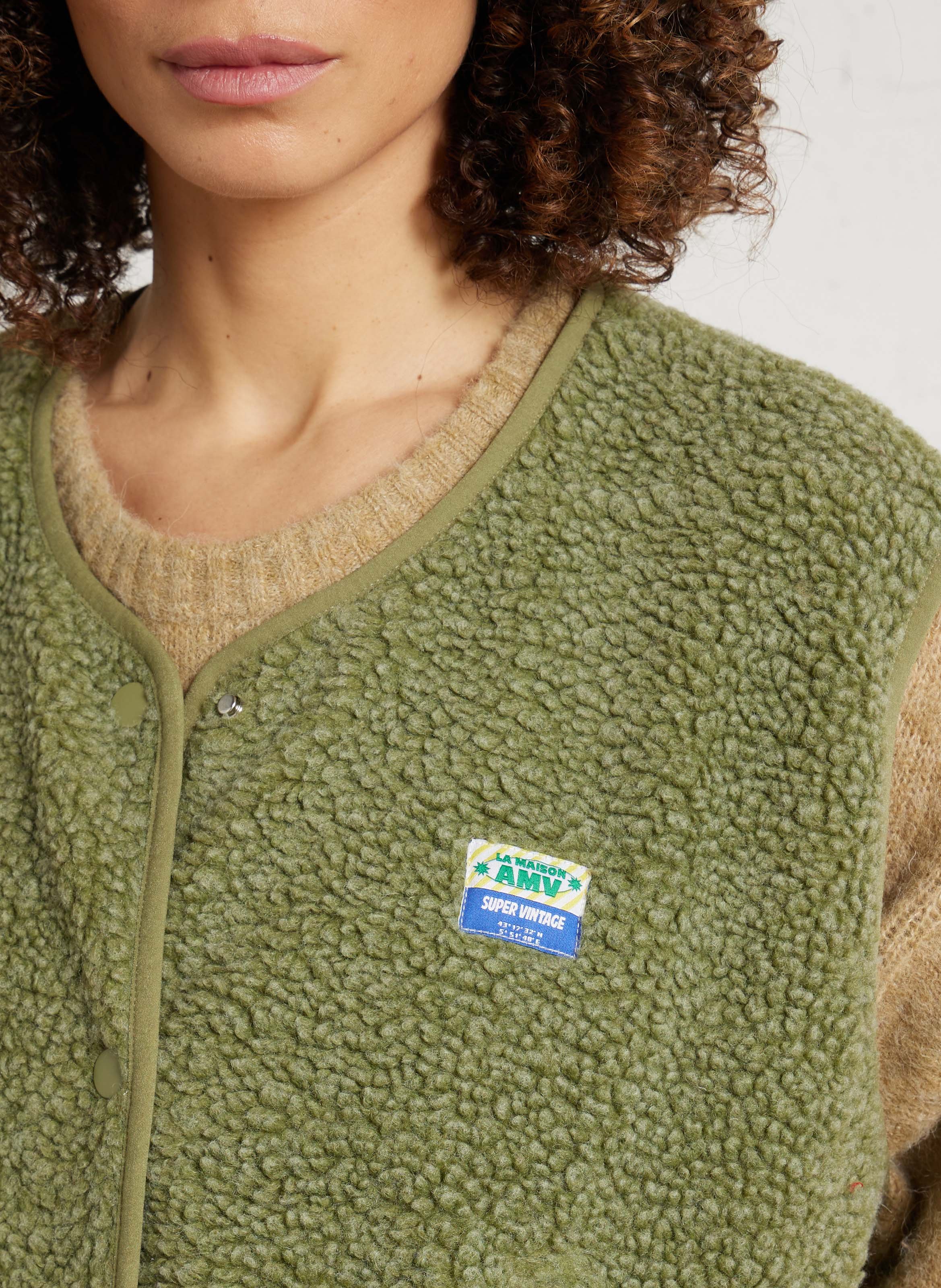 Gilet col rond molletonné sans manches AMERICAN VINTAGE Vert