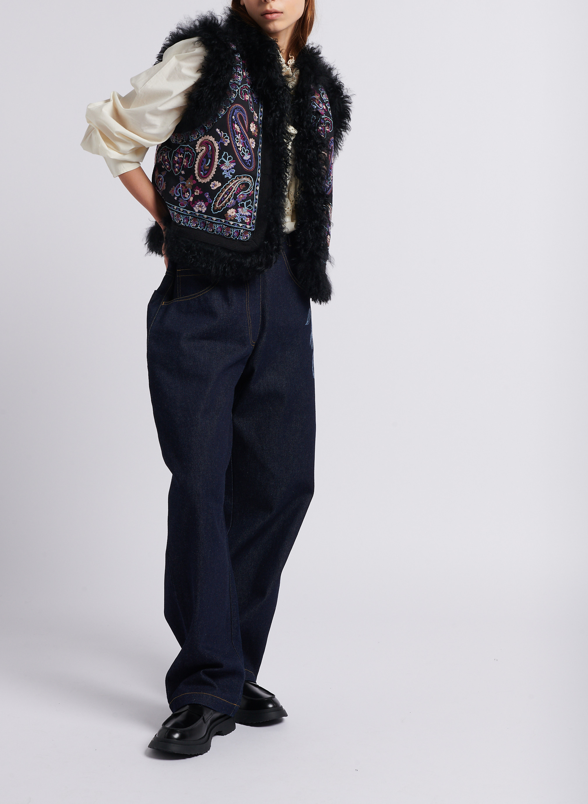 Gilet droit en coton ANTIK BATIK Noir