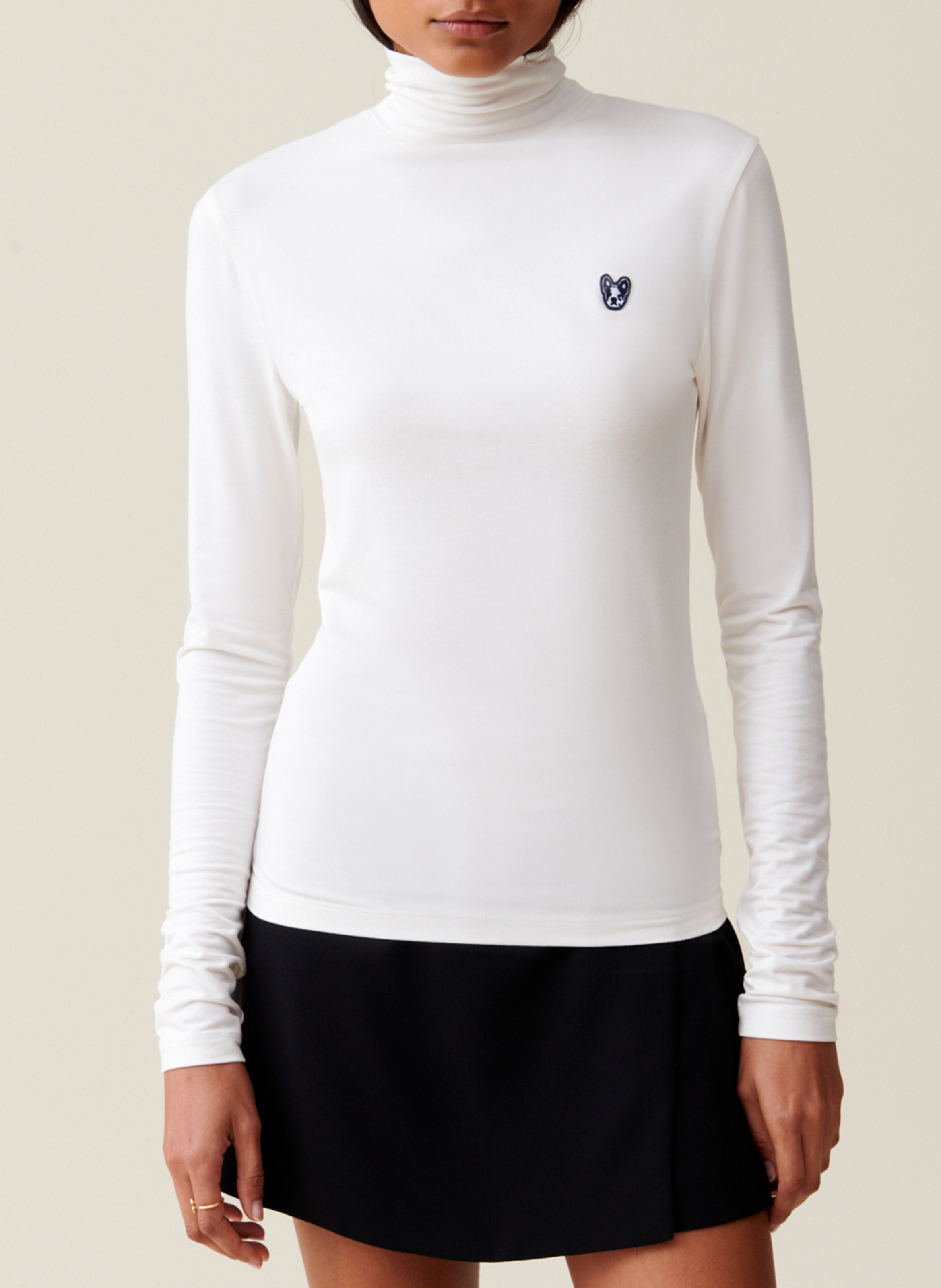 Top met lange mouwen en opstaande kraag CLAUDIE PIERLOT Beige