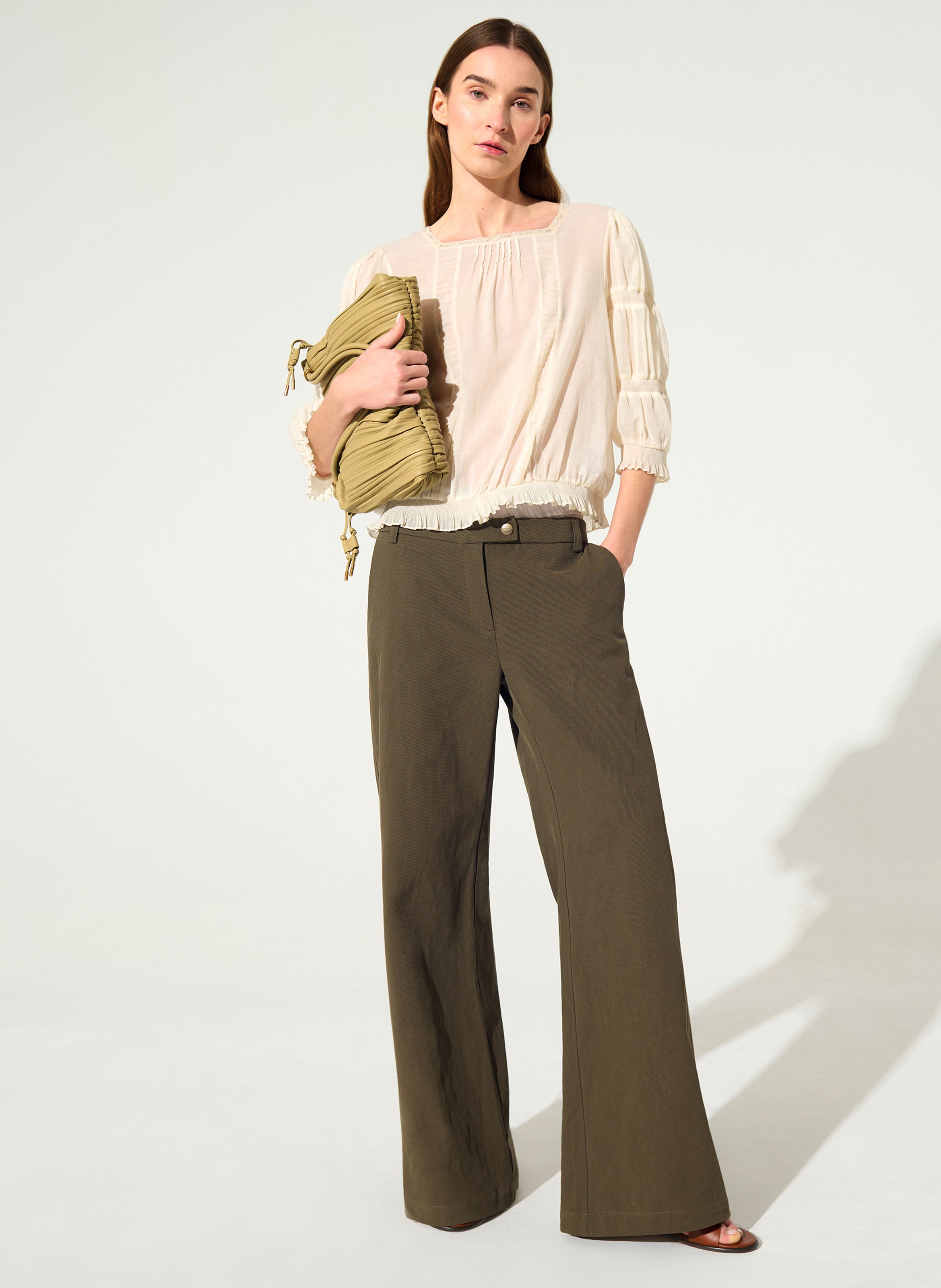 Blouse droite col rond en coton COTELAC Wit