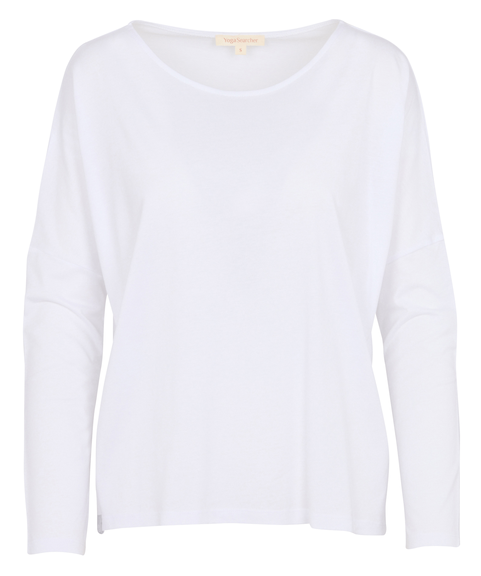 Weit geschnittenes Langarm-T-Shirt in Unifarben. YOGA SEARCHER Weiss
