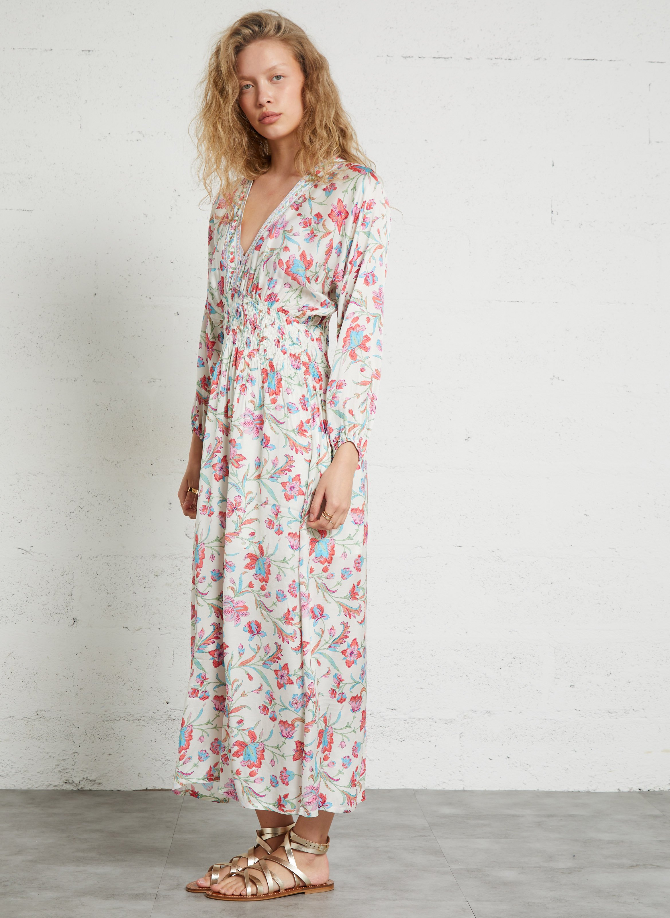 Long floral print V-neck dress LOUISE MISHA Multicolored