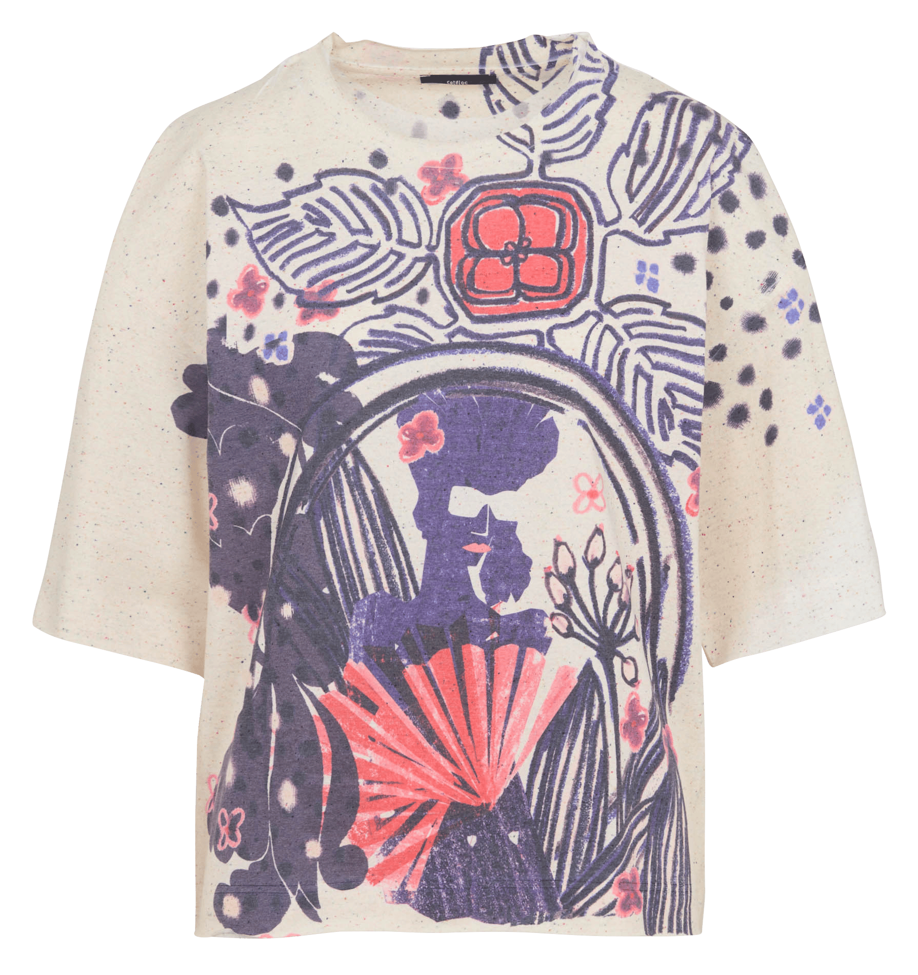 Round neck printed T-shirt COTELAC Purple