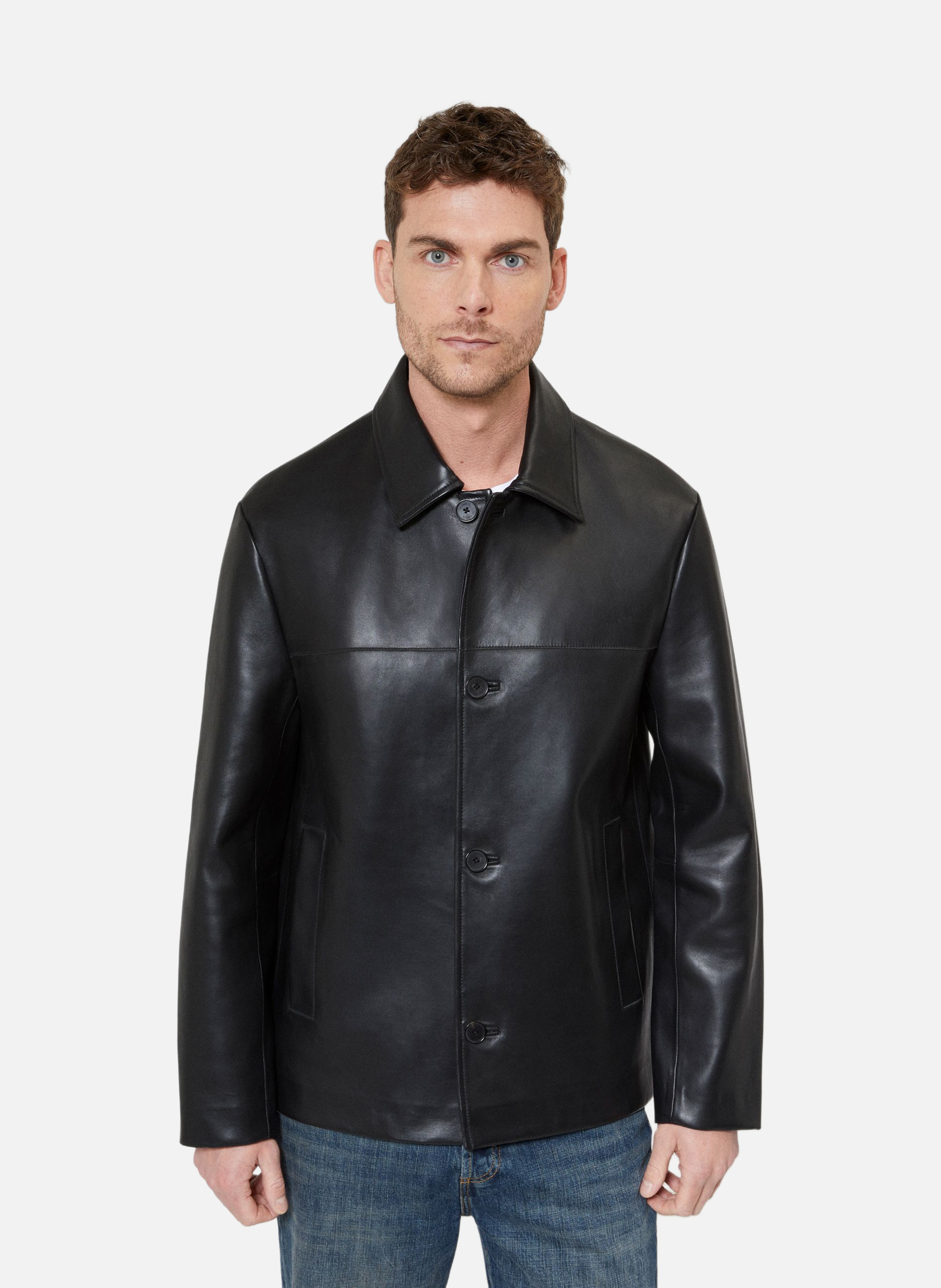 Leather jacket with buttons THE KOOPLES Black