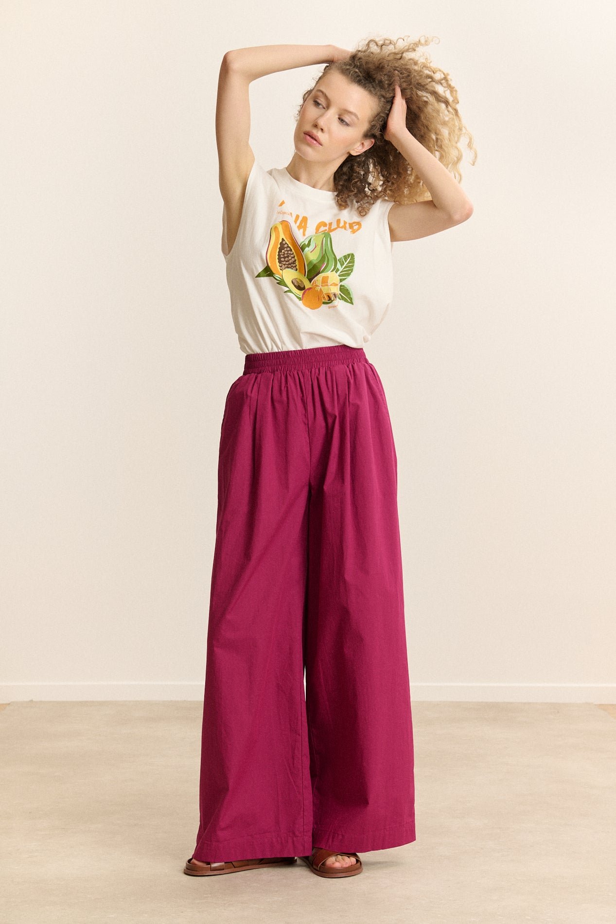 Elasticated wide-leg trousers GARANCE PARIS Purple