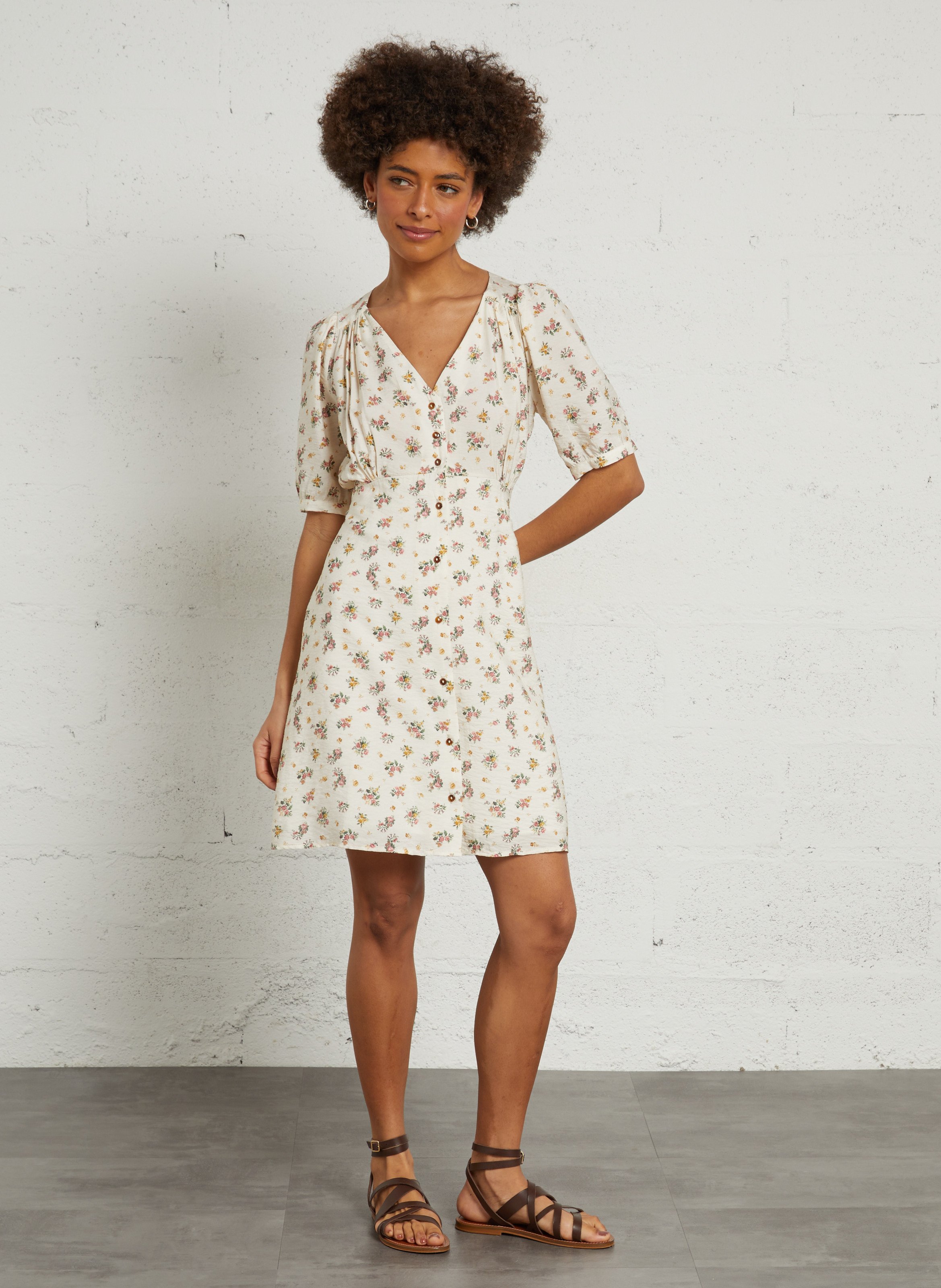 Kurzkleid aus Viskose-Mix EMILE ET IDA Beige