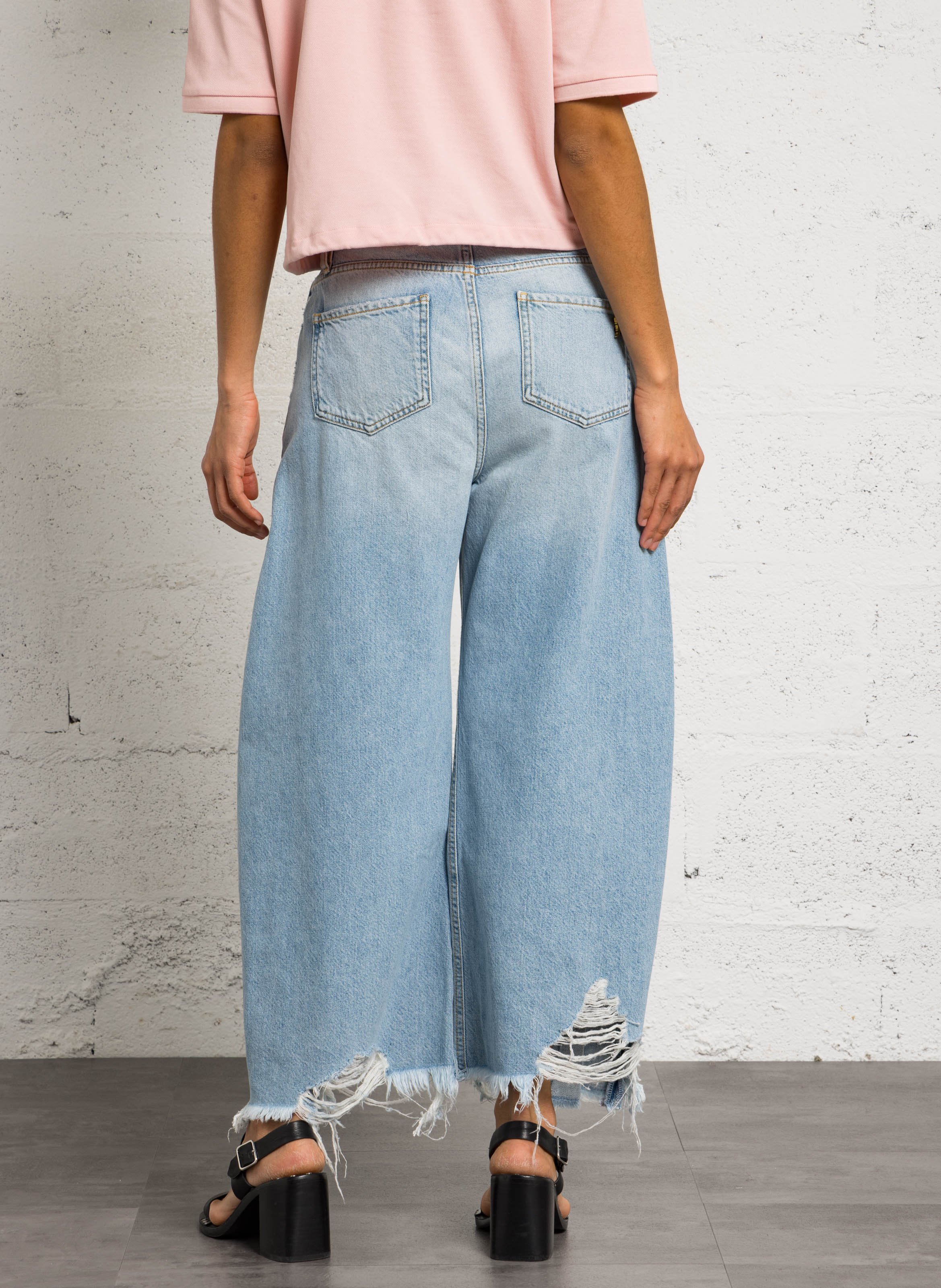 Weite High Waist Jeans aus Baumwoll-Mix BERENICE Blau