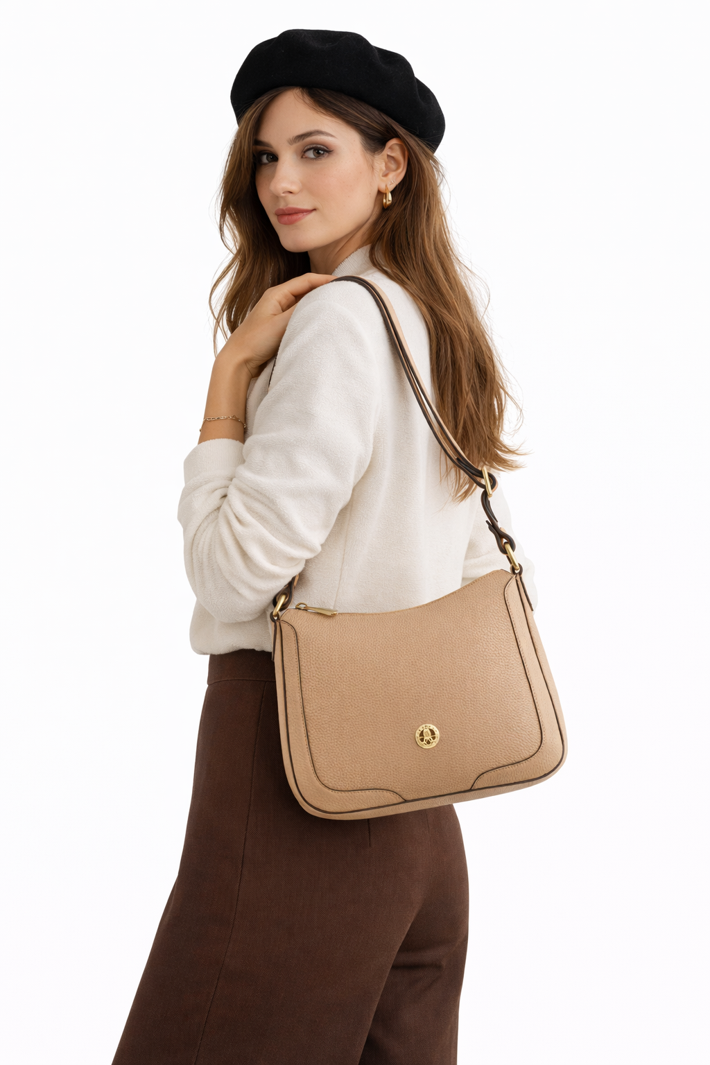 Crossbody bag in cowhide leather Brown