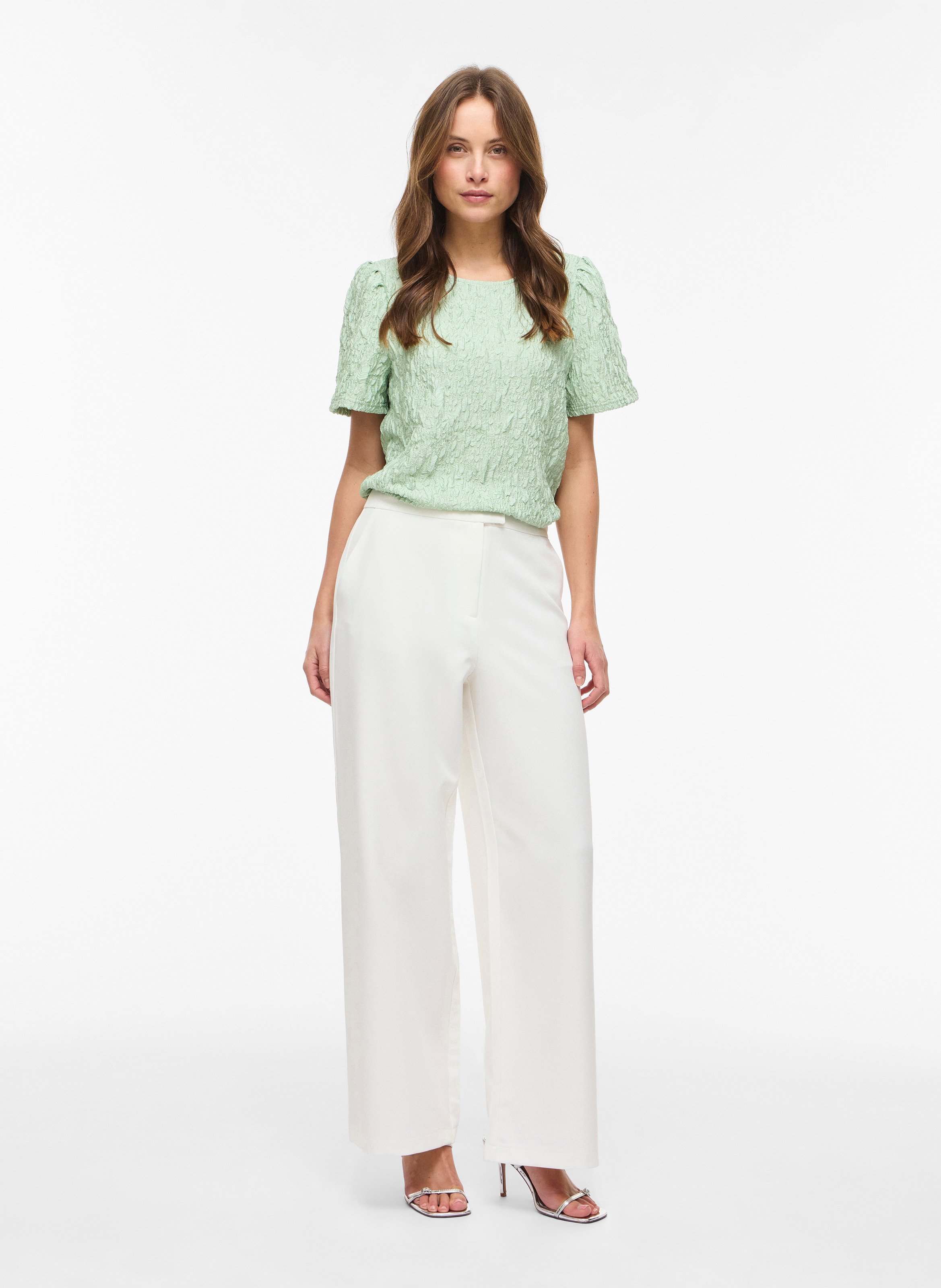 Pantalon large  VILA Beige