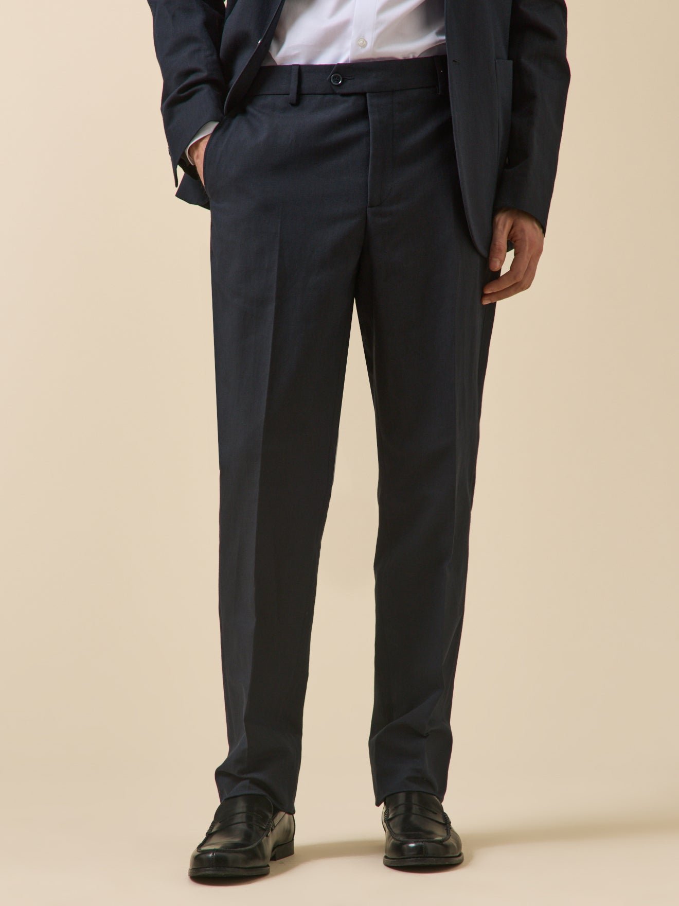 Cotton and linen suit trousers CYRILLUS Blue