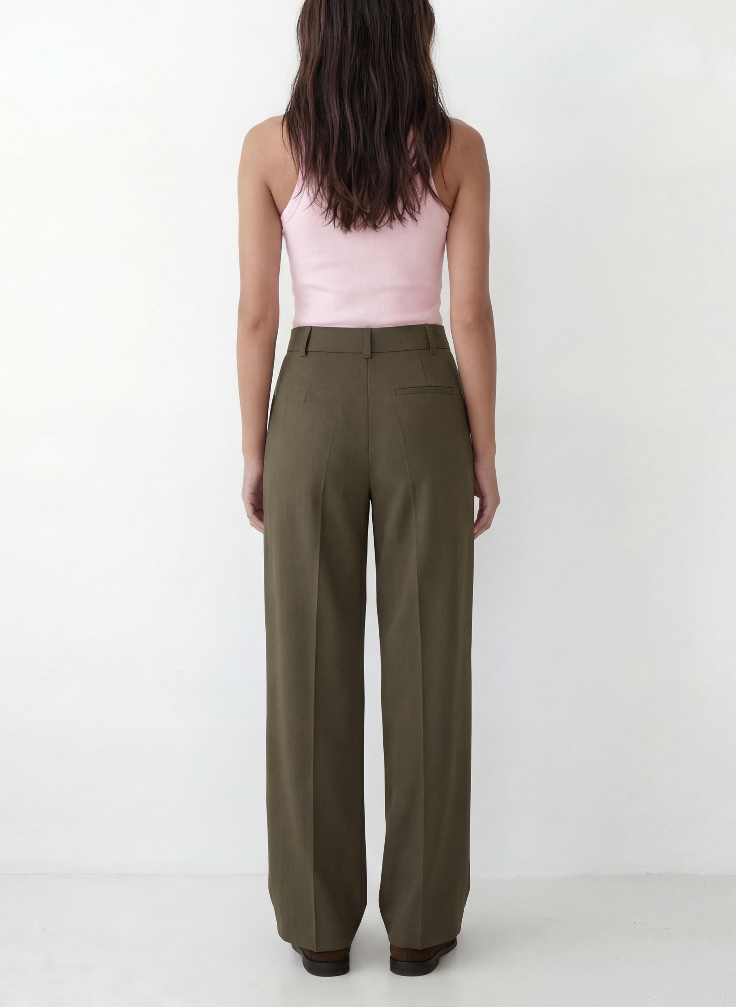 Rechte broek met plooien in effen kleur KOOKAI Kaki