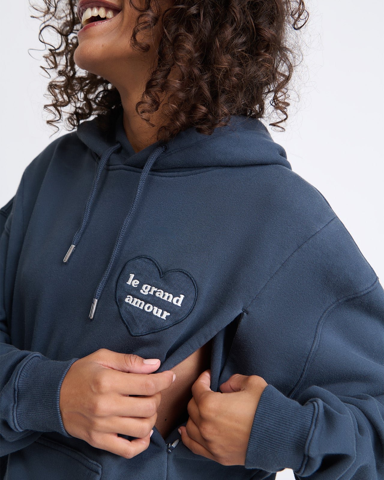 Organic cotton breastfeeding hoodie - The Great Love EMOI EMOI Blue