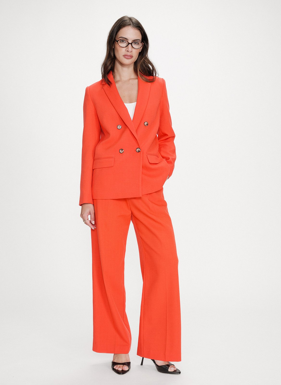 Plain straight blazer GRACE ET MILA Red