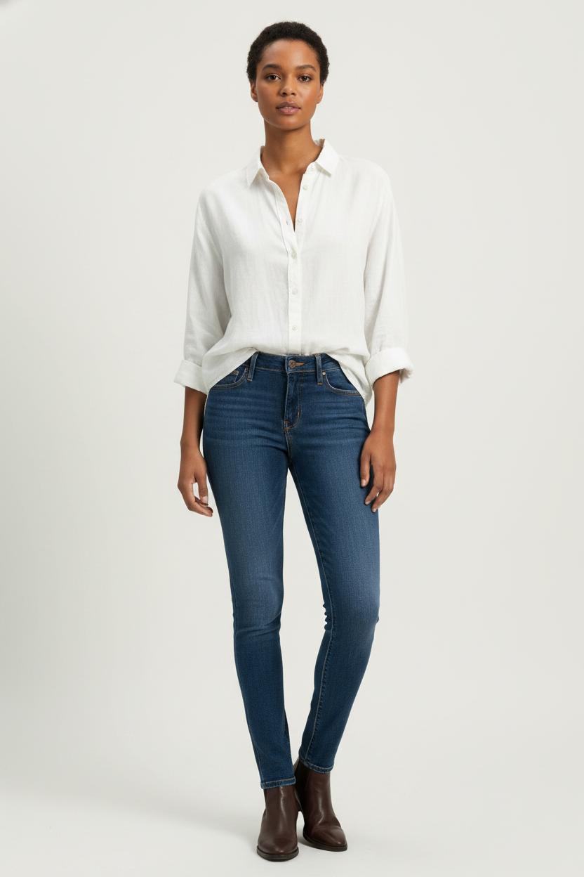 Cropped slim jeans with studs LEVI'S - Seconde main Blue