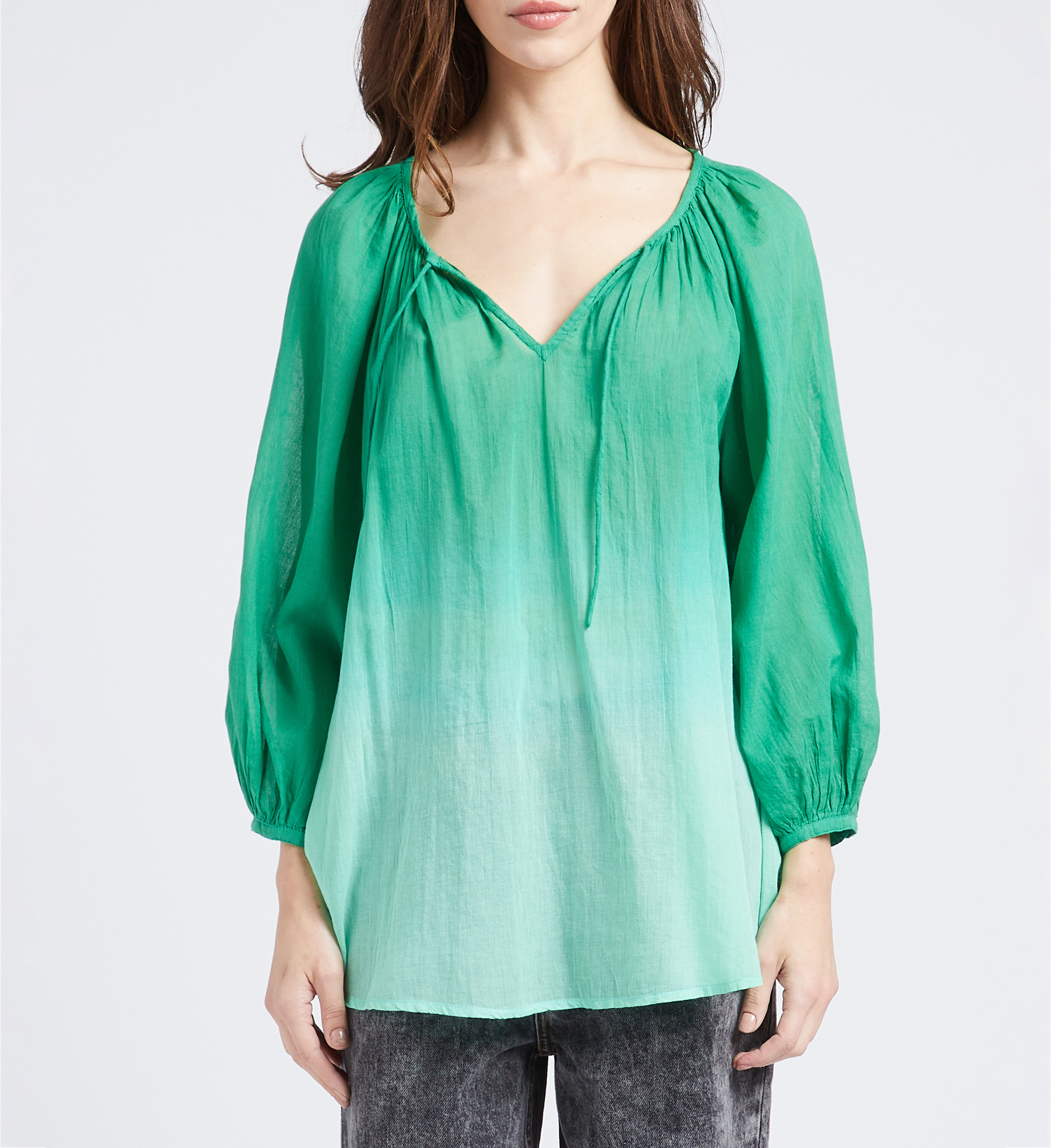 Blouse en coton transparente SWILDENS Vert