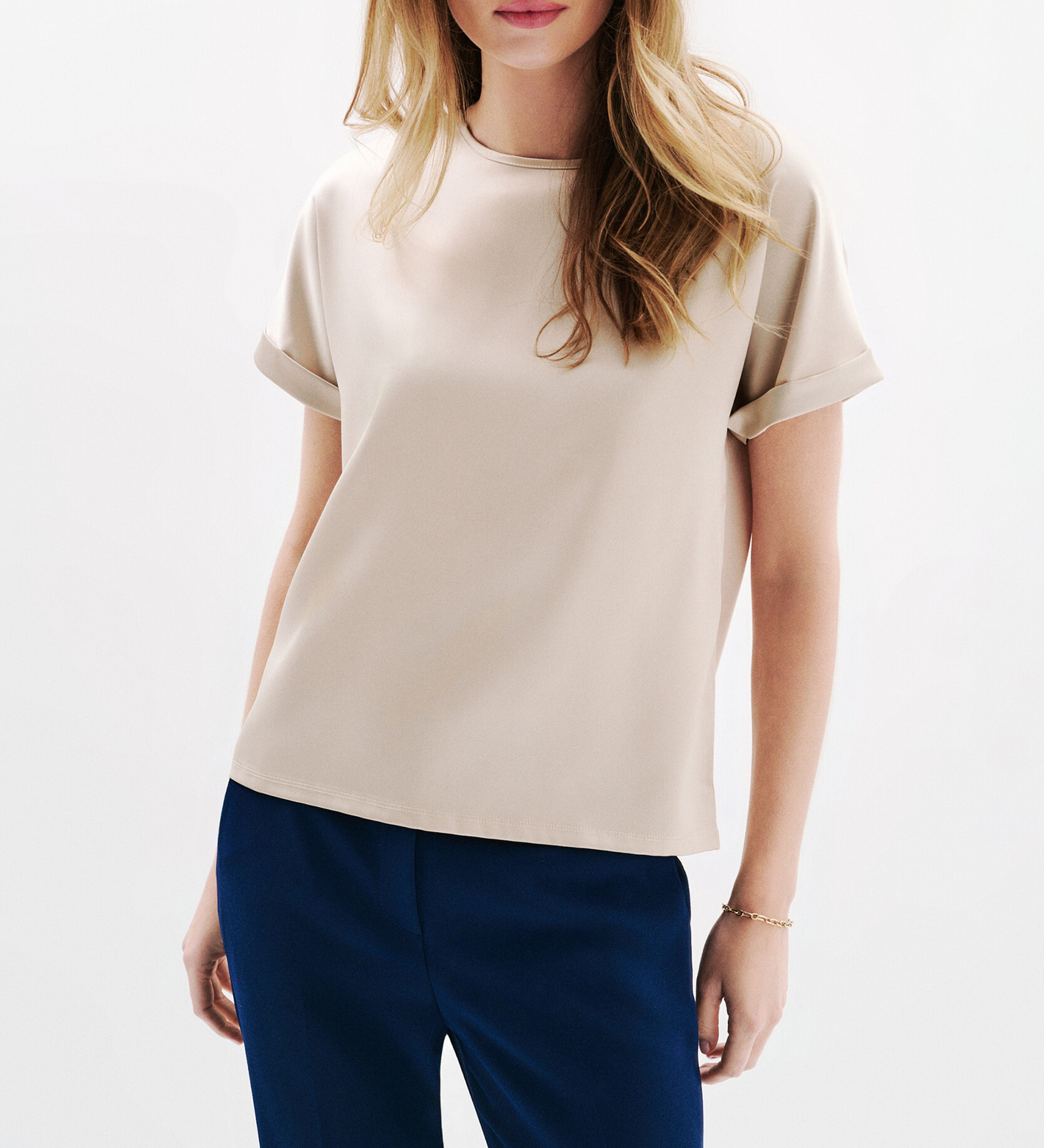 Tee-shirt fluide en satin CAROLL Beige